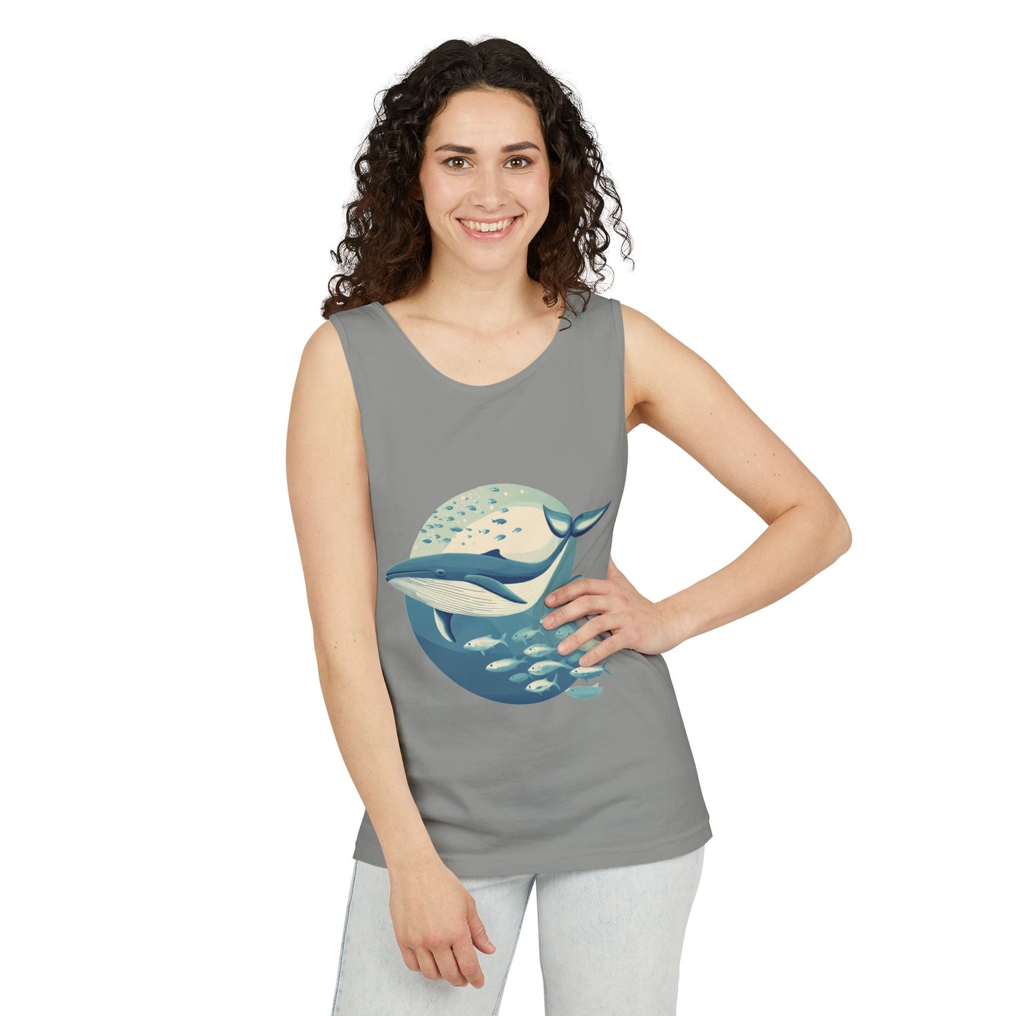 Ocean-Inspired Unisex Tank Top, Whale Design Shirt, Summer Casual Wear, Beach Vibes Gift, Eco-Friendly Fashion