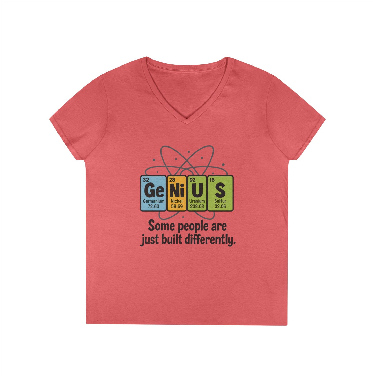 Funny Womens Genius V-Neck T-Shirt, Funny Science Tee, Nerdy Humor Shirt, Periodic Table Nerd Shirt, Science Humor Tee