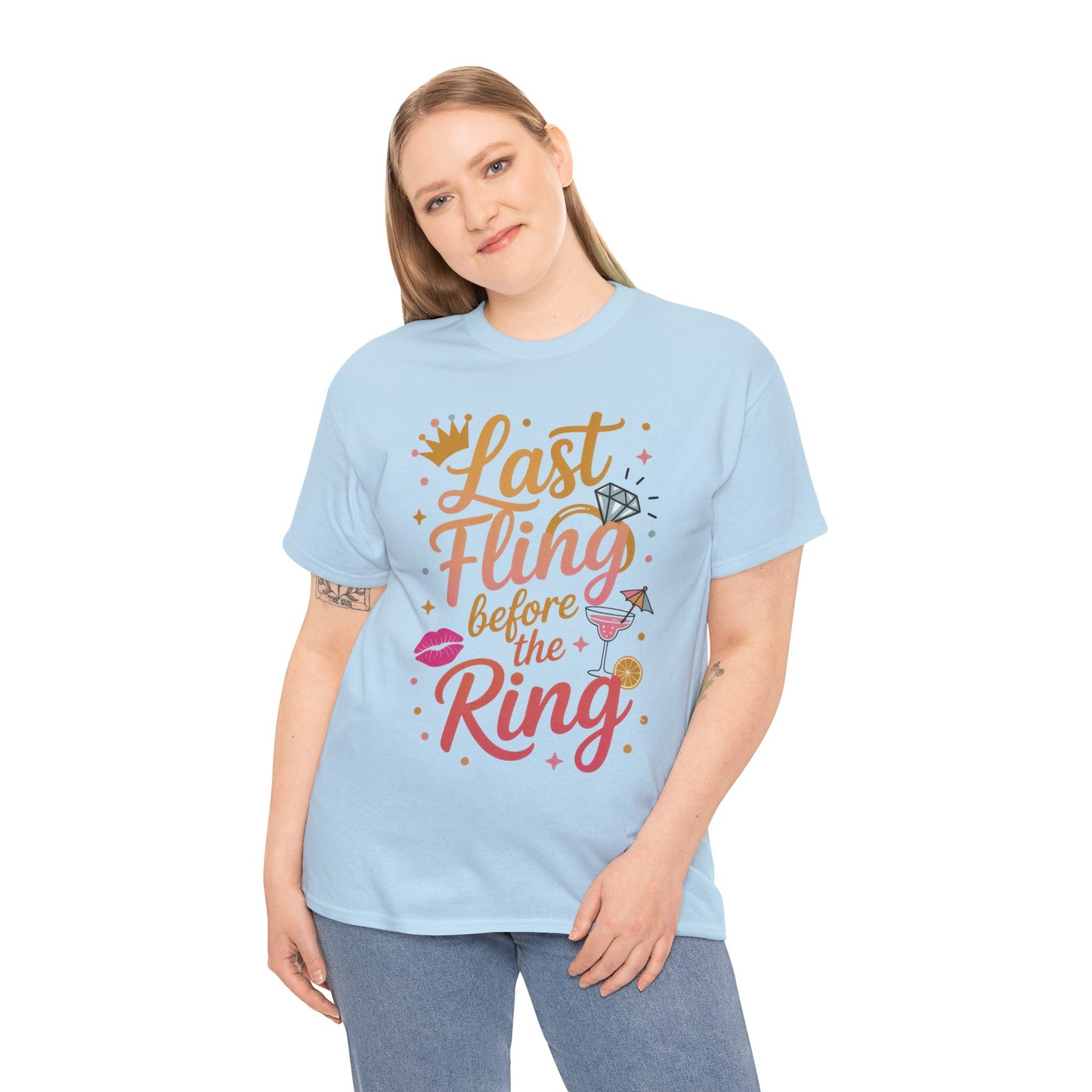 Last Fling Before the Ring T-Shirt, Bachelorette Party Tee, Bridesmaid Wedding Tee, Hen Party Matching Top, Bridal Shower, Bridesmaids Gift