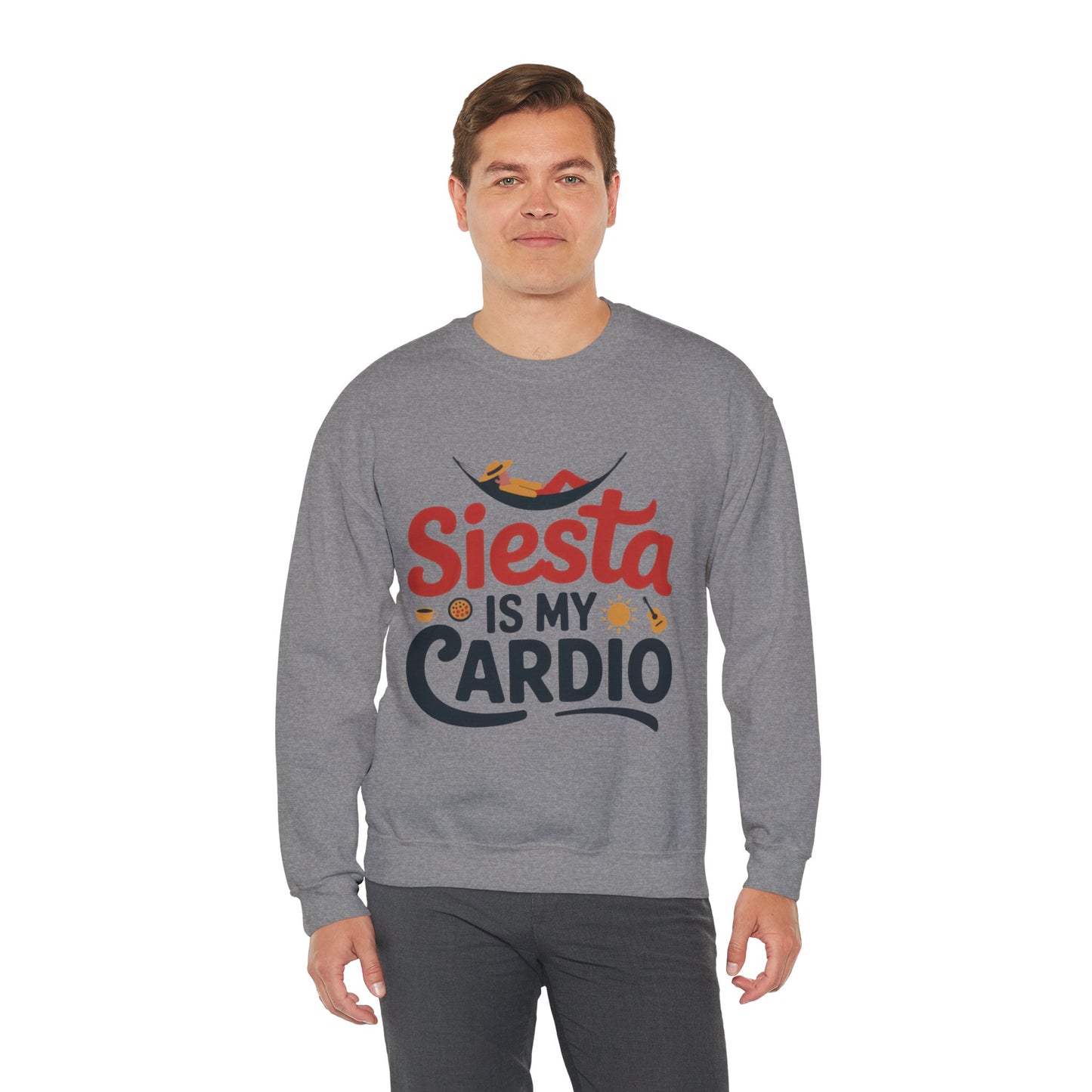 Men's Heavy Blend™ Crewneck Sweatshirt, Siesta Is My Cardio Funny Mens Sweatshirt Spain Gift