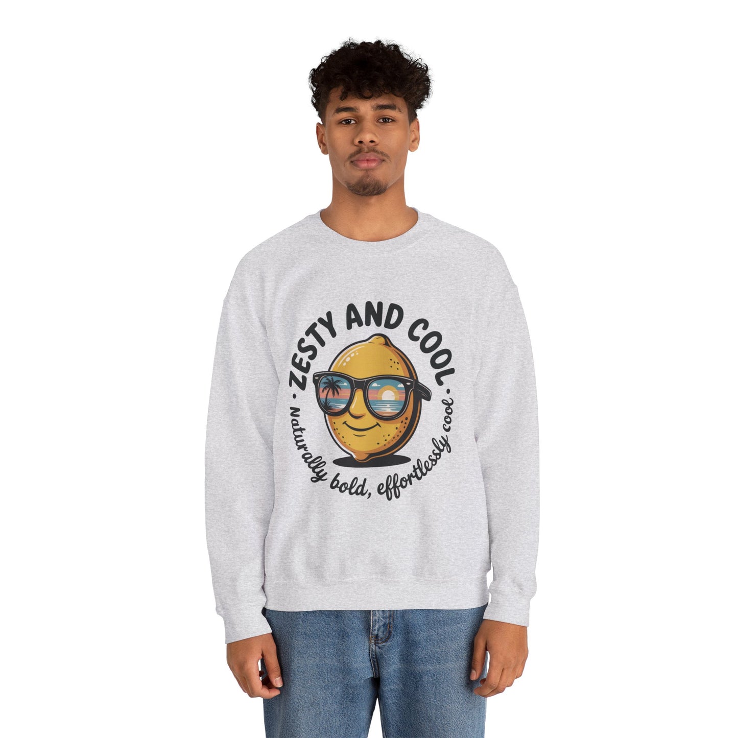 Zesty Lemon Mens Crewneck Sweatshirt - Fun Gift for Friends, Cool Casual Style, Summer Vibes, Mens Graphic Apparel, Perfect for Relaxing