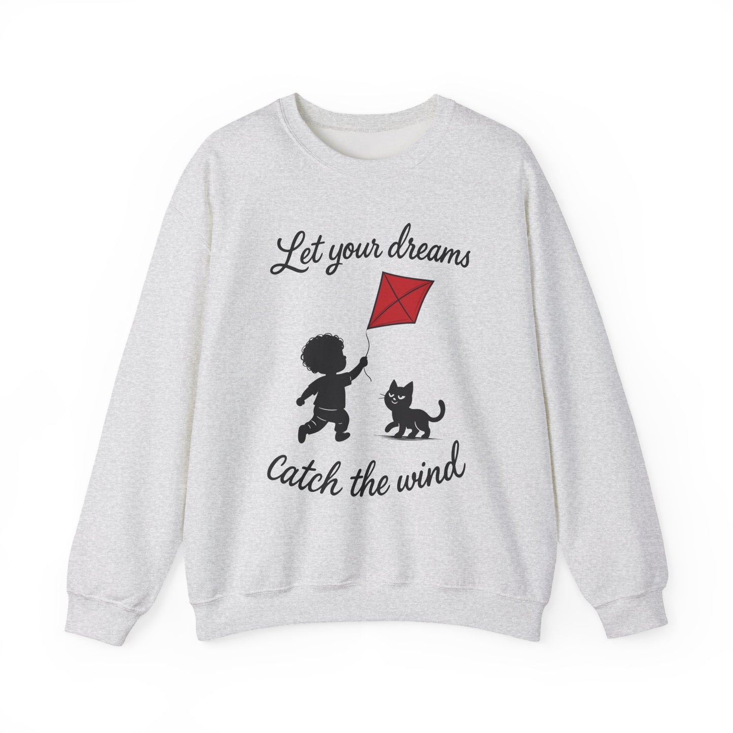 Dream Big Womens Crewneck Sweatshirt, Inspirational Gift, Cozy Lounge Wear, Cat Lover's Apparel, Kid's Motivation Sweatshirt