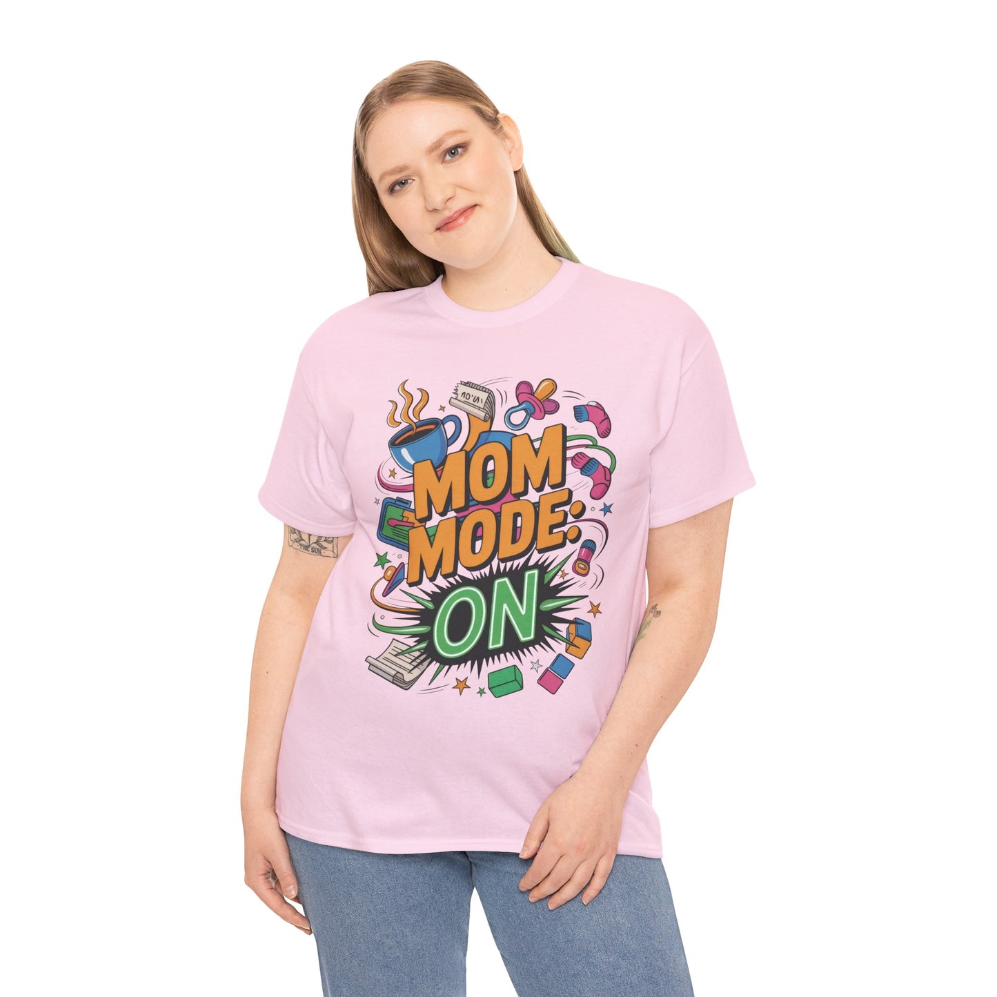 Mom Mode ON Cotton Tee, Funny Mom T-Shirt, Gift for Mothers, Parent Life Apparel, Mother's Day Humor T-Shirt, Cute Mama Life Graphic Tee