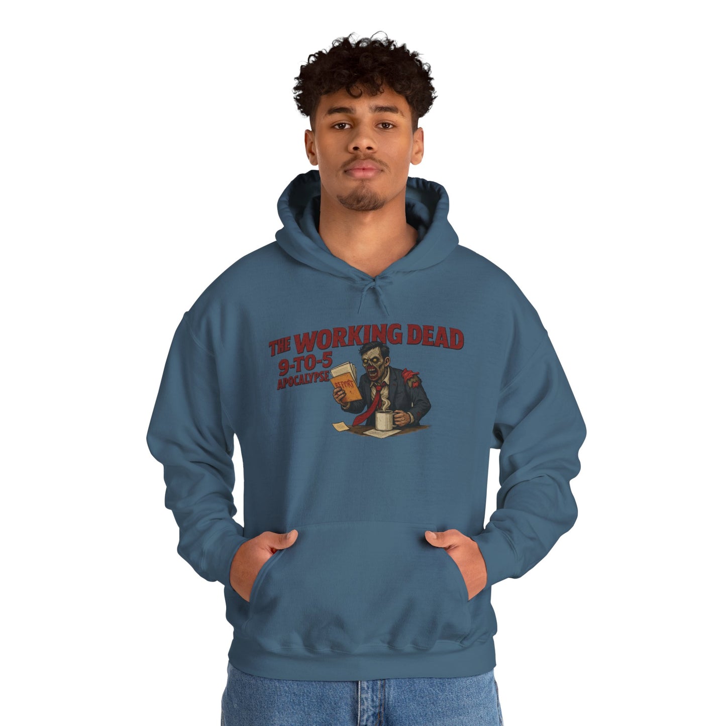 The Working Dead 9-to-5 Apocalypse Hoodie, Men's Horror Office Zombie Sweatshirt, Halloween Zombie Work Top