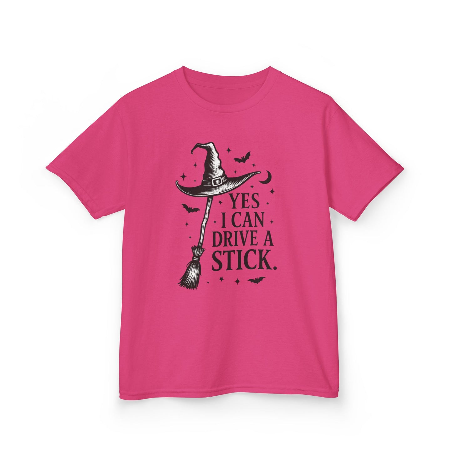 Yes I Can Drive a Stick Girls Witch T-Shirt, Cute Halloween Shirt for Kids, Girls Halloween Tee