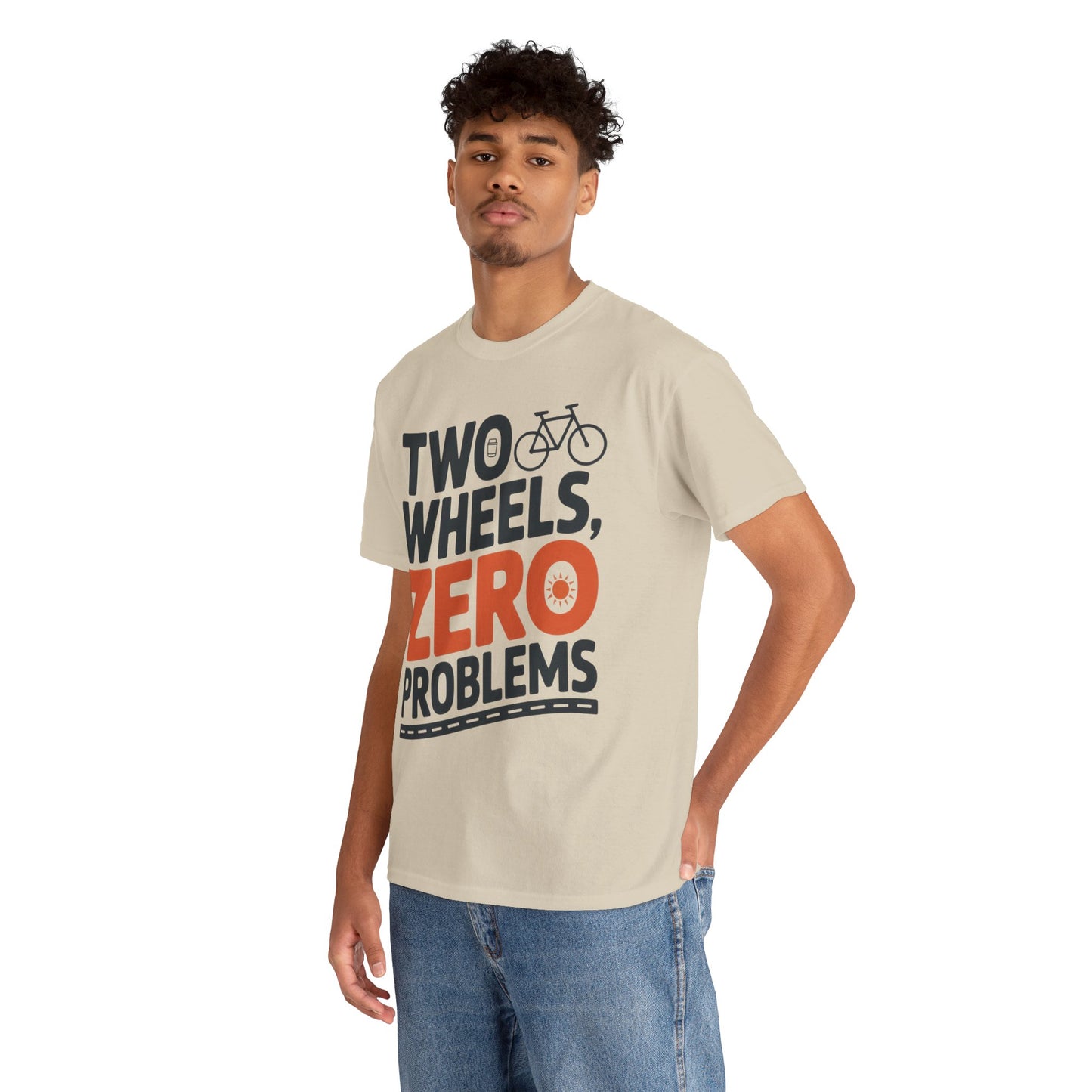 Two Wheels Zero Problems Mens Graphic Biker T-Shirt, Bike Humor Tee, Biker Gift