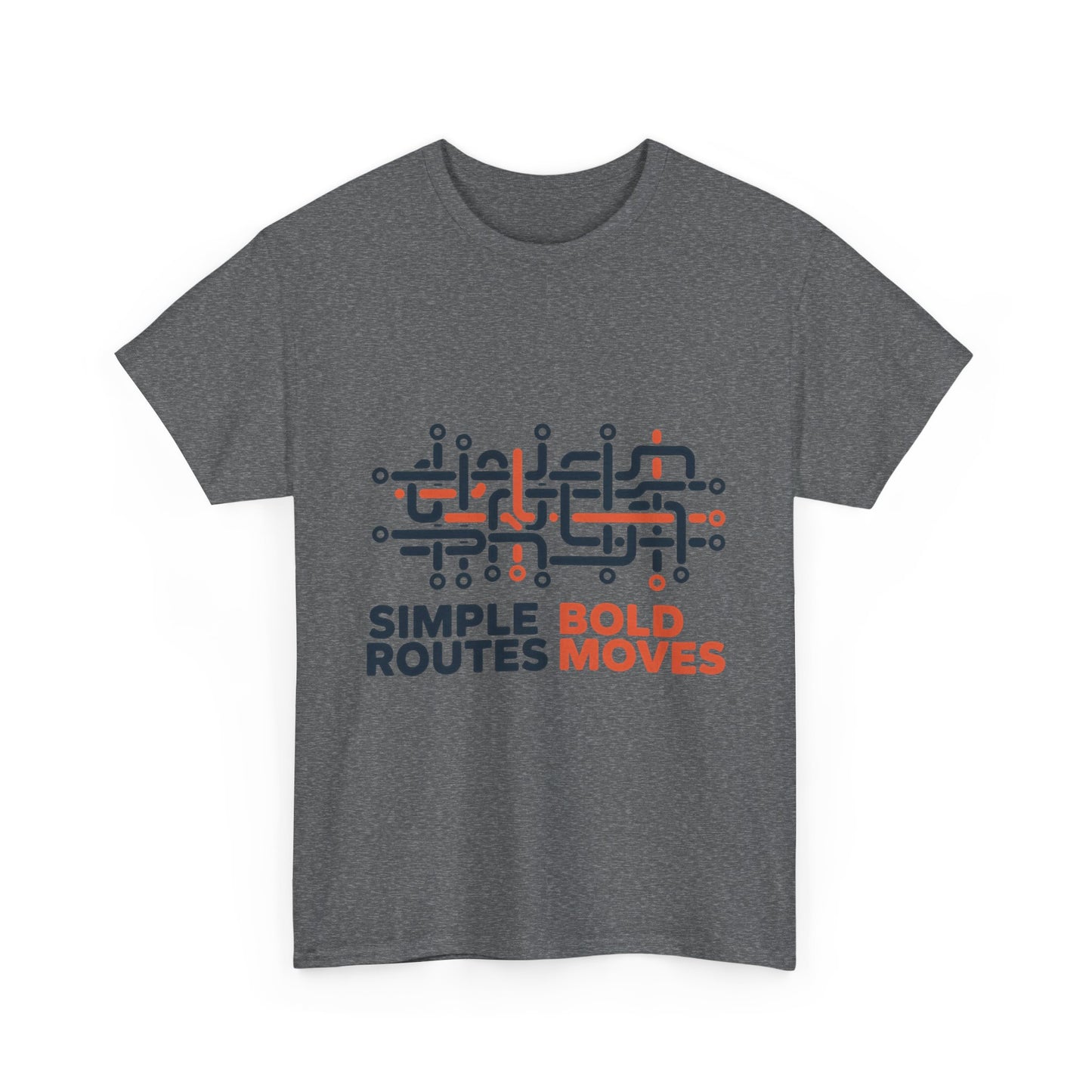 Simple Routes Bold Moves Mens T-Shirt, Minimal Urban Metro Map Graphic Tee
