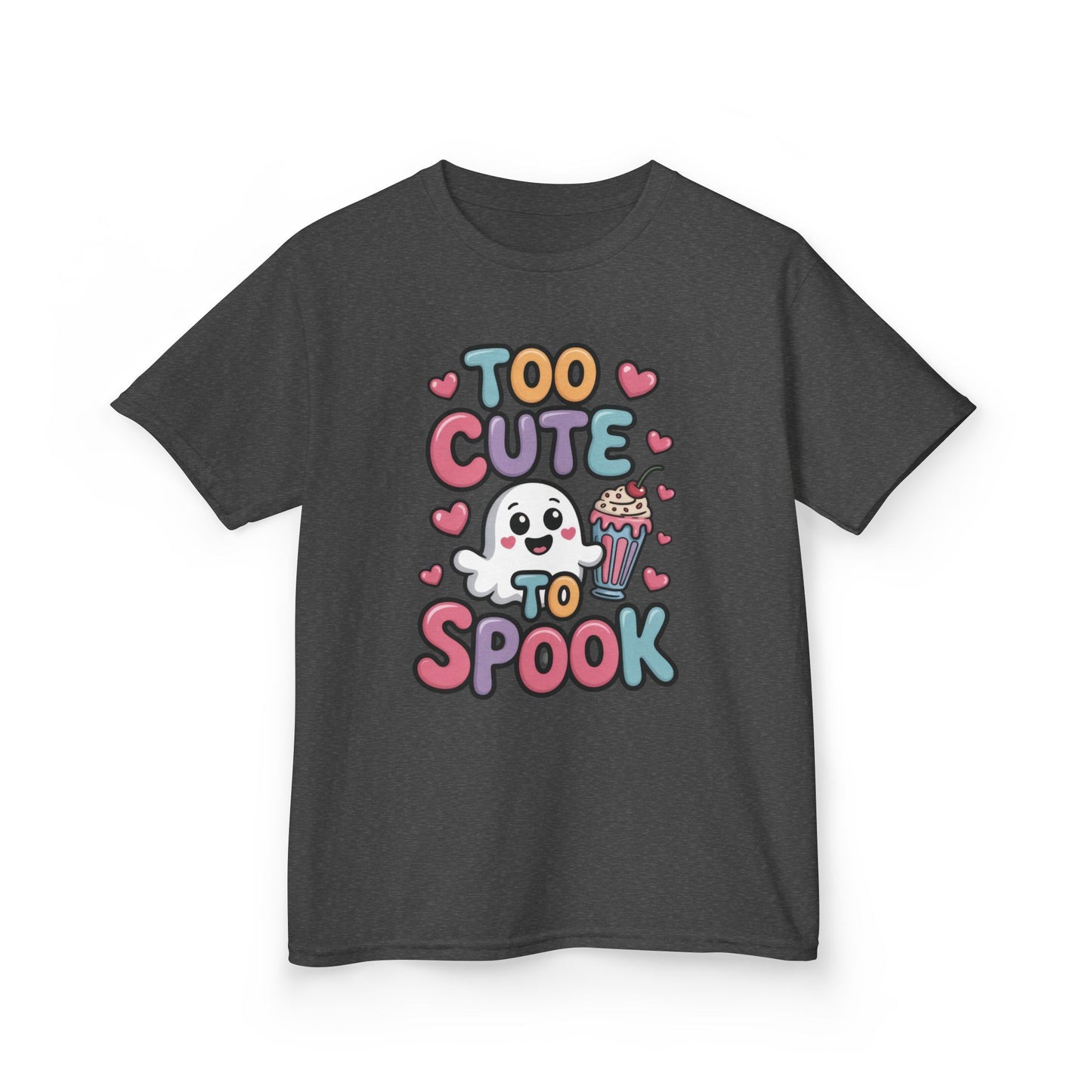 Kids Too Cute To Spook T-Shirt, Cute Ghost Milkshake Shirt, Kawaii Halloween Tee for Boys & Girls
