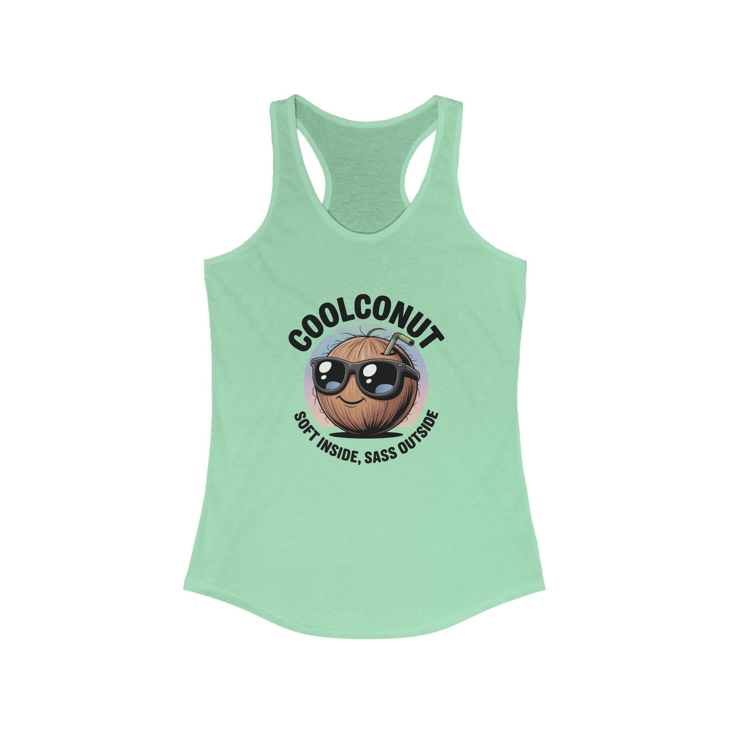 Coolconut Women's Racerback Tank - Soft Inside Sass Outside, Funny Summer Top, Beachwear, Casual Wear, Gift for Friends