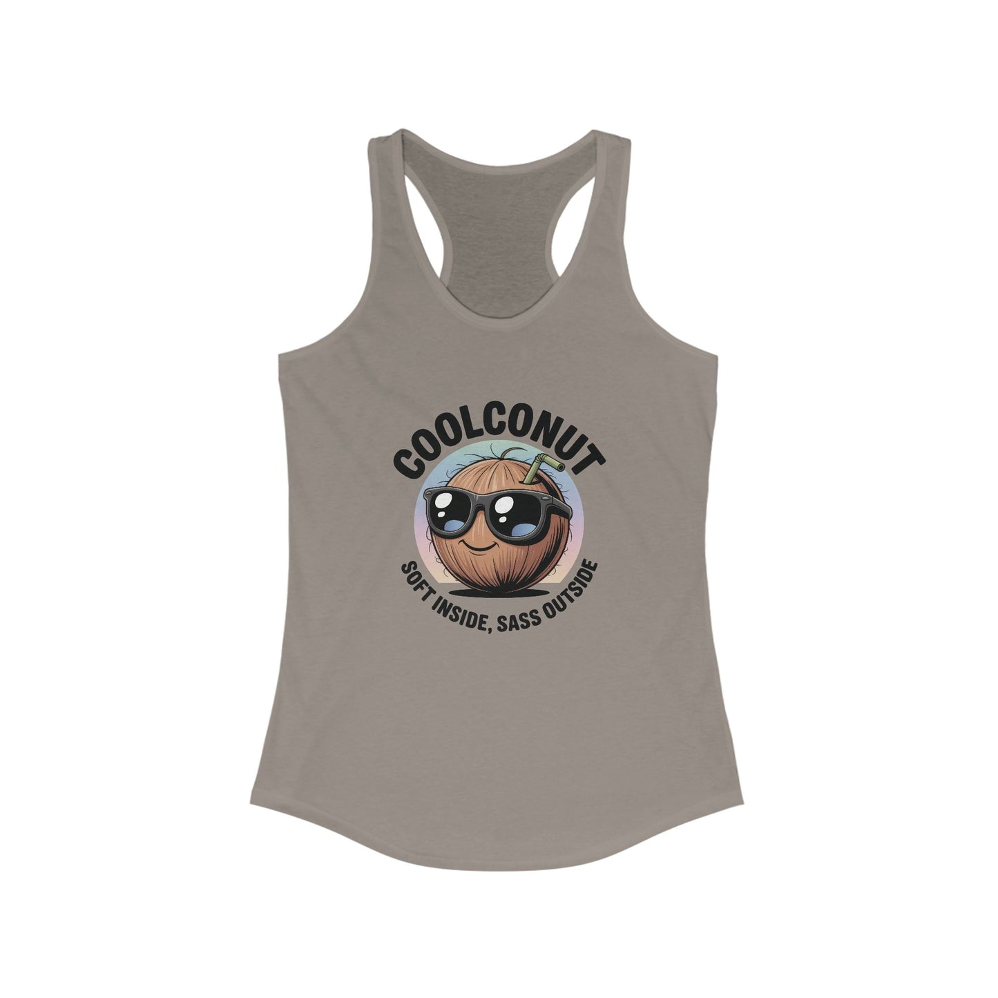 Coolconut Women's Racerback Tank - Soft Inside Sass Outside, Funny Summer Top, Beachwear, Casual Wear, Gift for Friends
