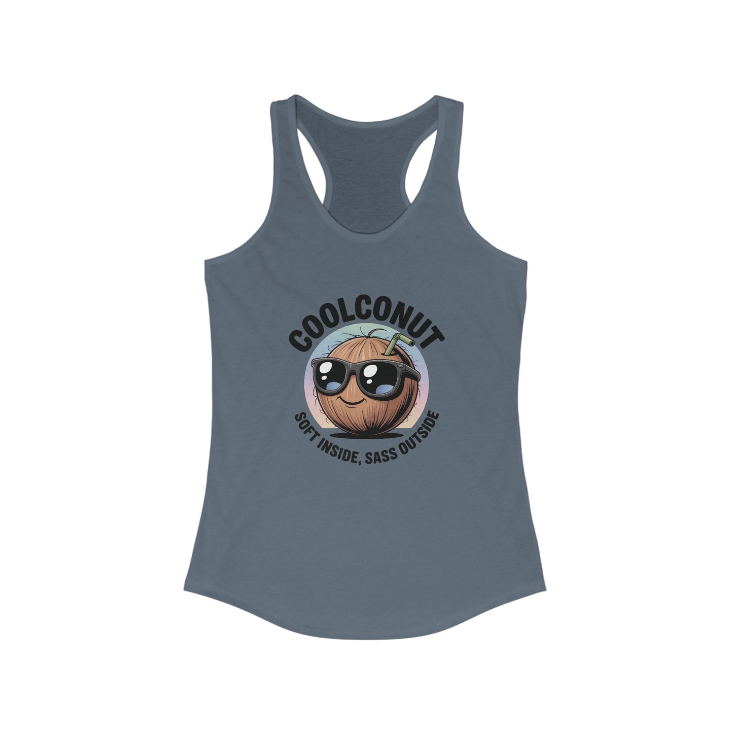 Coolconut Women's Racerback Tank - Soft Inside Sass Outside, Funny Summer Top, Beachwear, Casual Wear, Gift for Friends