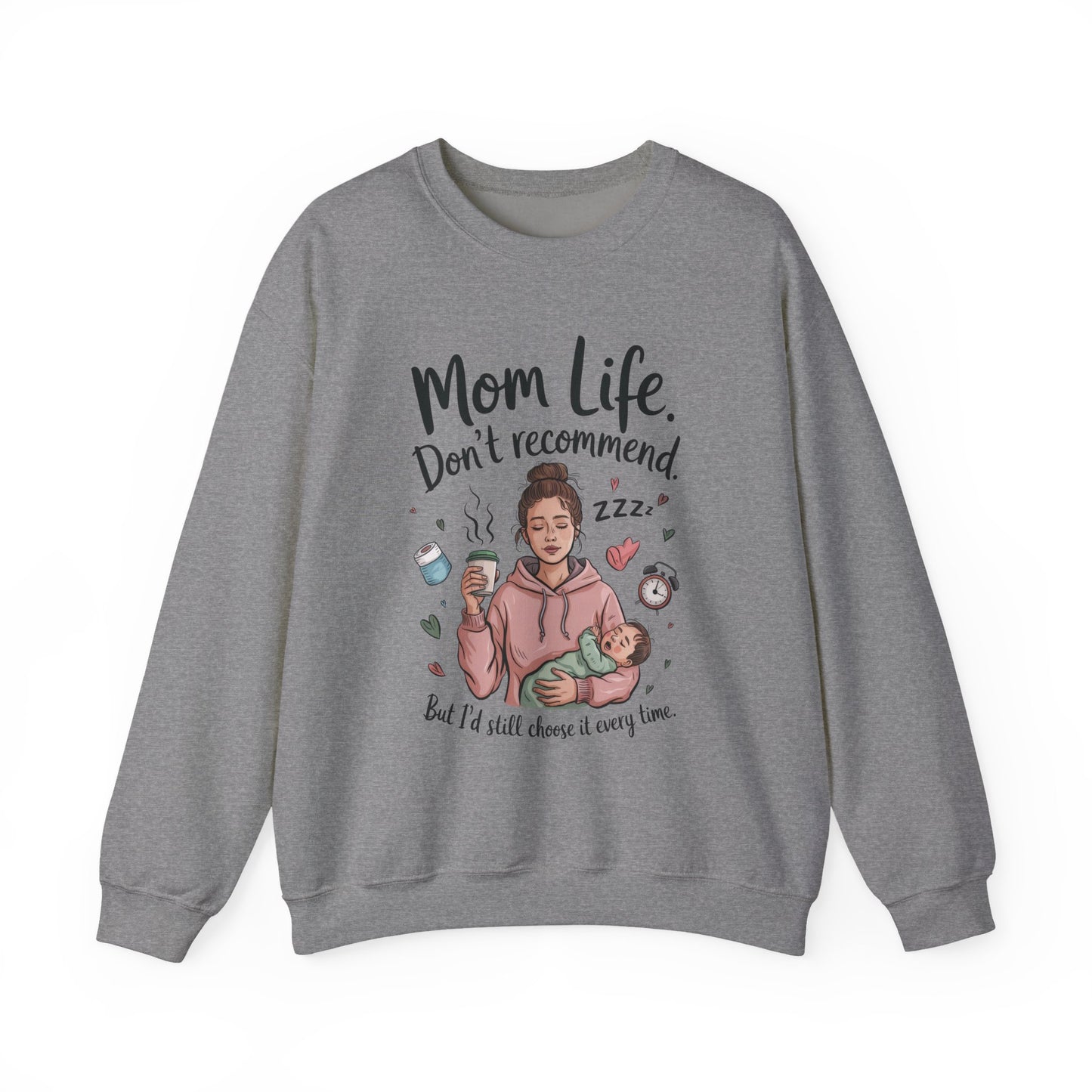Mom Life Crewneck Sweatshirt, New Mom Gift, Cozy Everyday Wear, Funny Parent Apparel, Tired Mama Humor Tee
