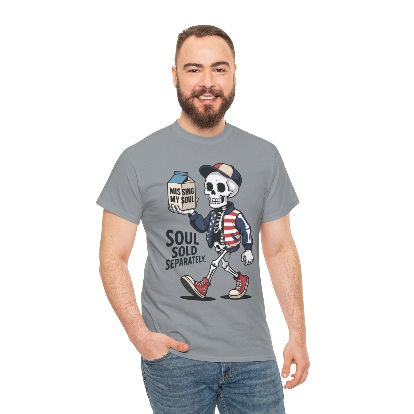 Funny Skeleton T-Shirt Soul Sold Separately Graphic Tee, Missing Soul Cartoon Shirt, Gothic Streetwear, Halloween Gift Tee