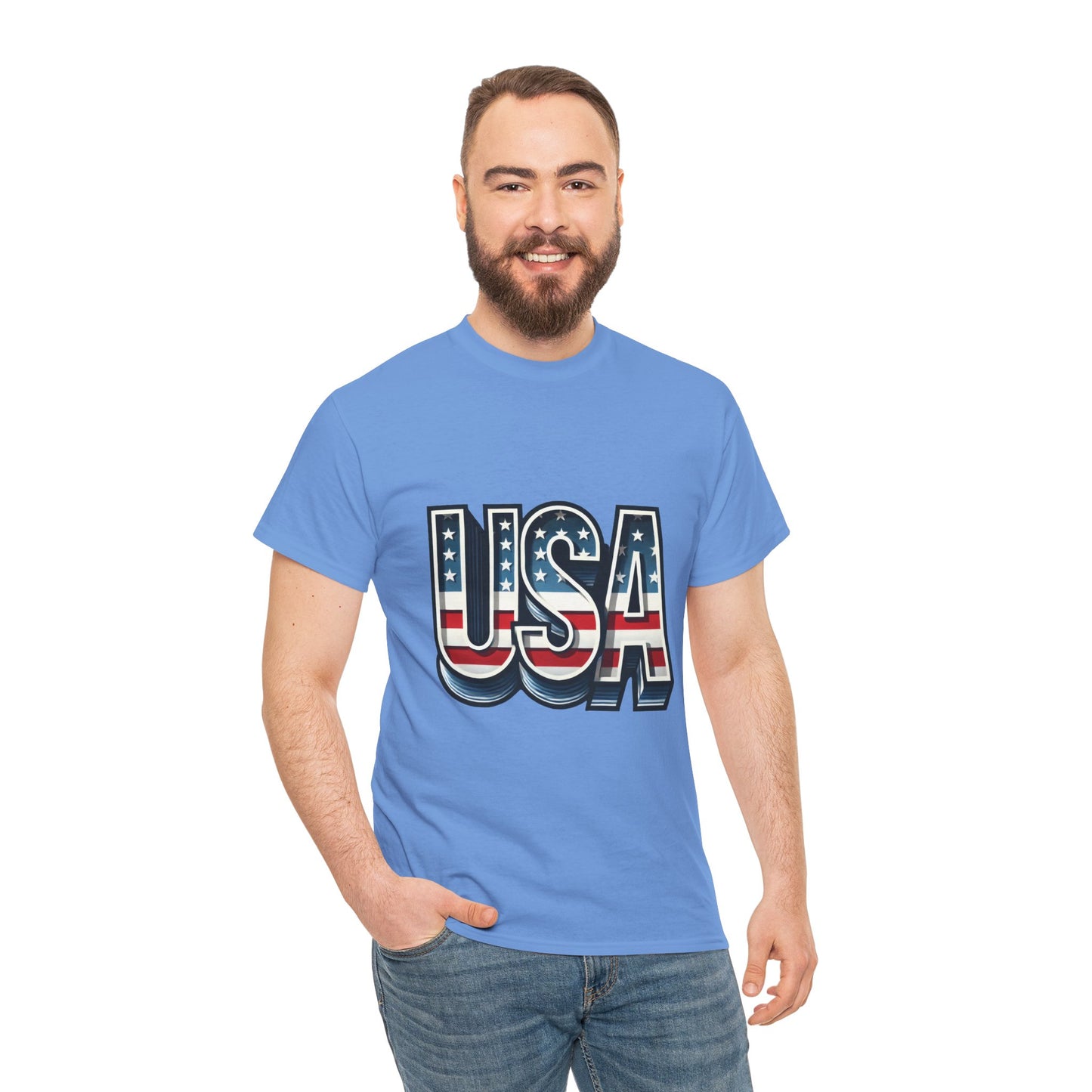 USA Patriotic Unisex Heavy Cotton Tee, American Pride Shirt, July 4th T-Shirt, Independence Day Apparel, Casual Summer Top
