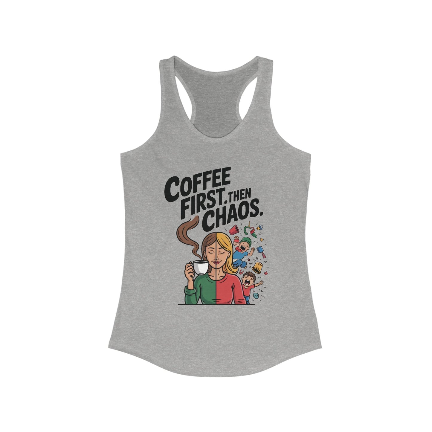 Coffee First Then Chaos Women's Tank Top, Ideal Gift for Moms, Fun Casual Wear, Funny Mom Life Top, Mother's Day Gift