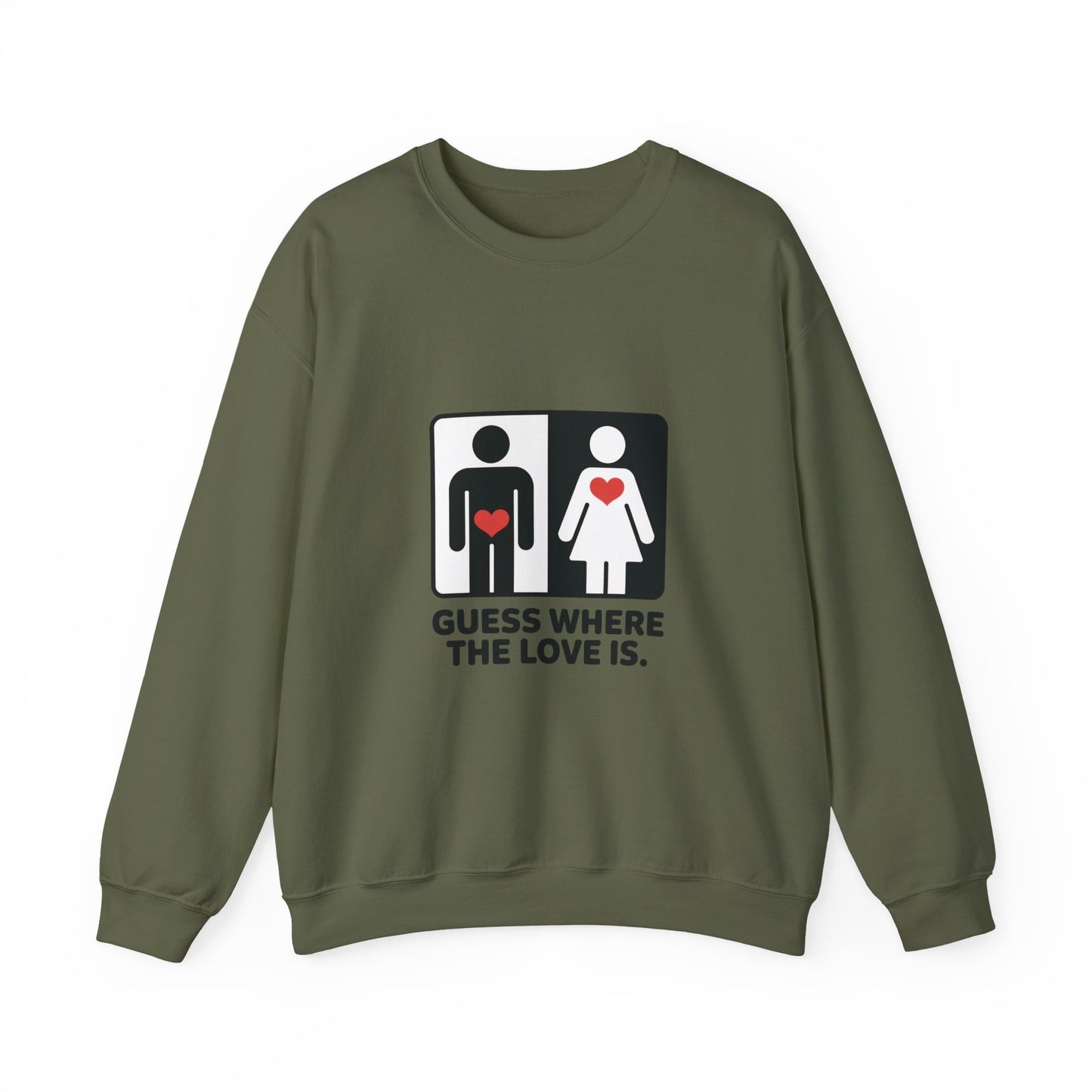 GuesWhere the Love Is Sweatshirt, Couples Gift, Valentines Day Apparel, Matching Sweatshirt, Relationship Sweatshirt, Love Joke Graphic