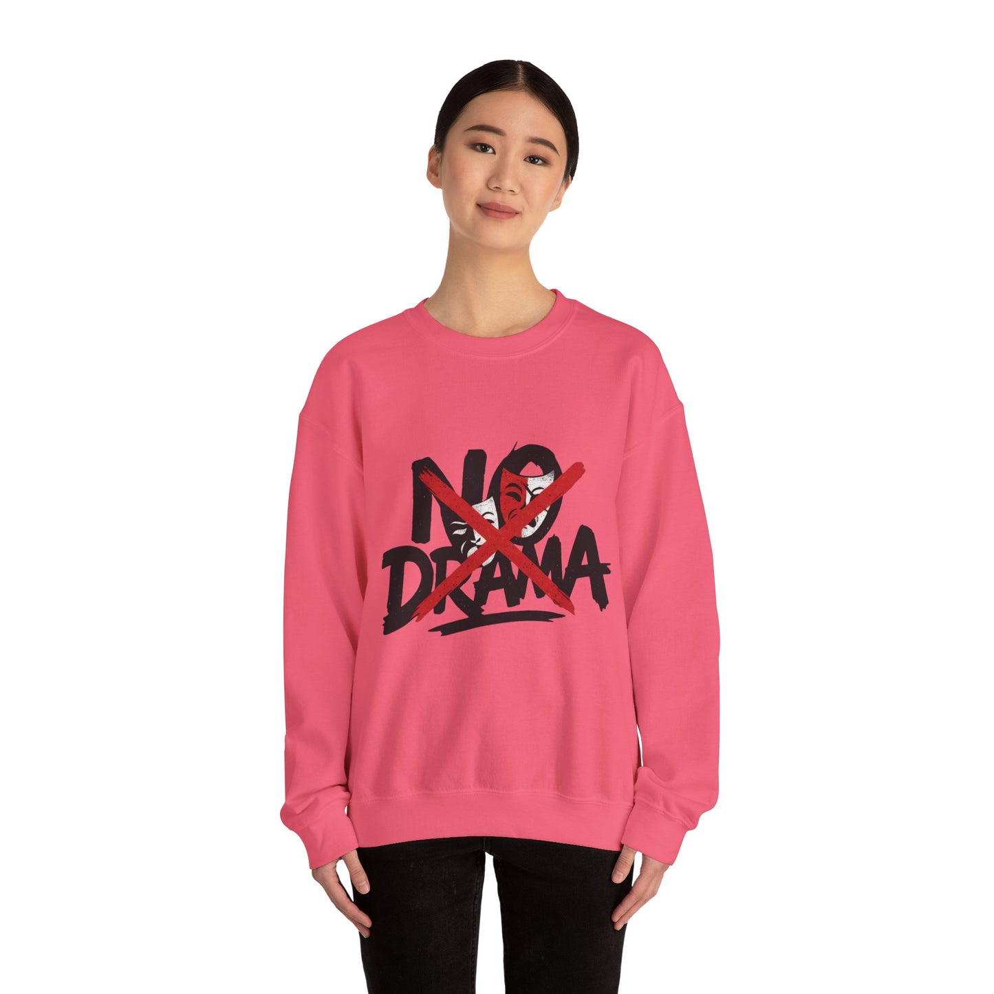 No Drama Crewneck Womens Sweatshirt, Cozy Sweatshirt, Relaxed Fit Pullover, Casual Gift for Friends, Everyday Comfort Apparel