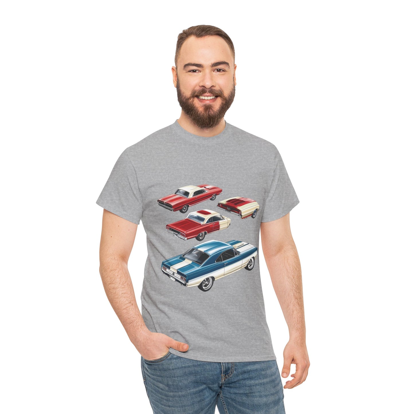 Vintage Muscle Car T-Shirt, Mens Cotton Tee with Retro American Classic Car Illustration, Gift for Car Lovers, Classic Car Graphic Tee