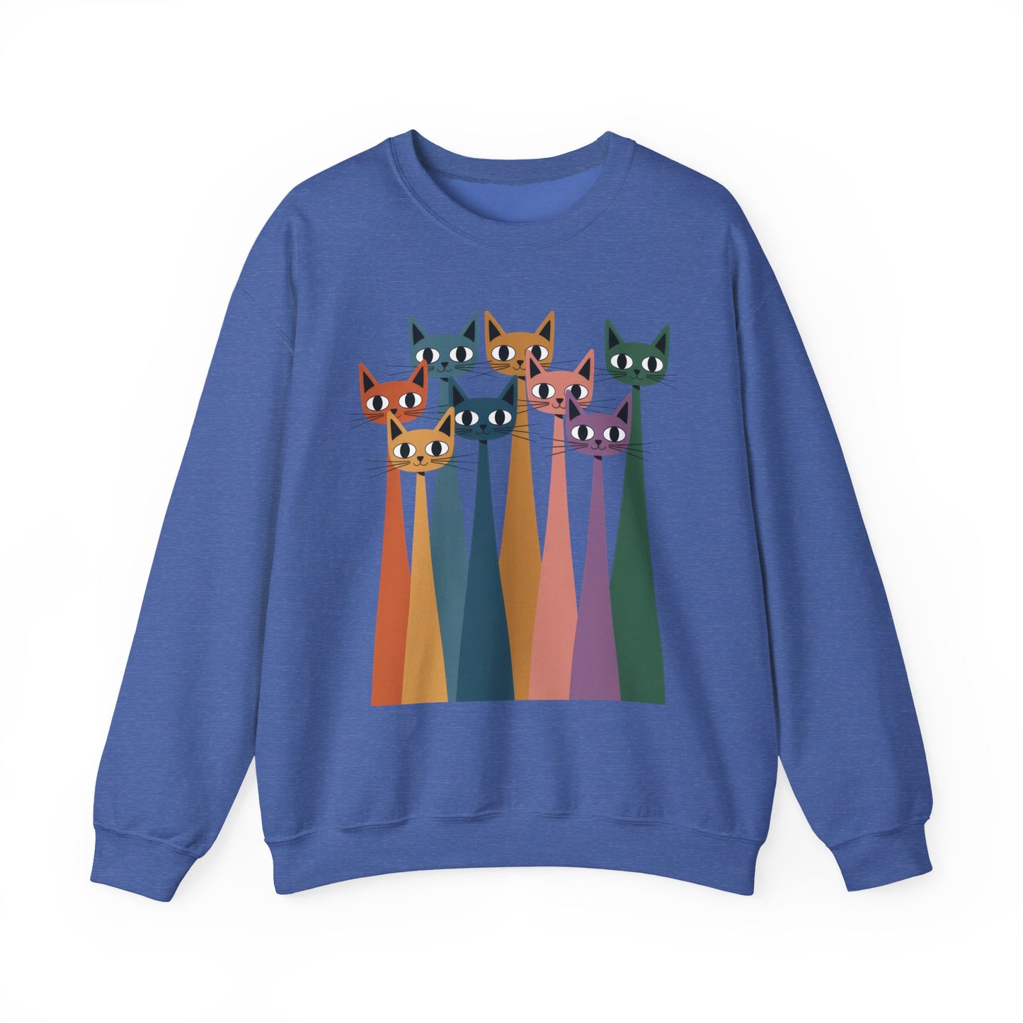 Colorful Cat Sweatshirt, Cozy Crewneck, Cat Lover Gift, Unisex Sweatshirt, Cute Animal Apparel, Fun Gift for Cat Owners