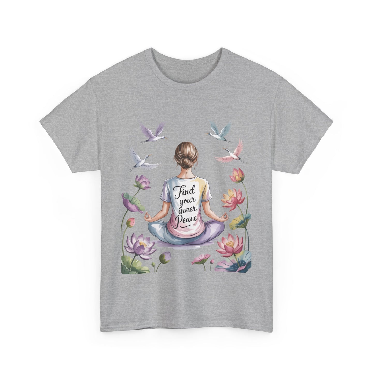 Find Your Inner Peace Womens Heavy Cotton Tee, Motivational Shirt, Meditation Apparel, Relaxation Gift, Casual Wear, Mindfulness Tee