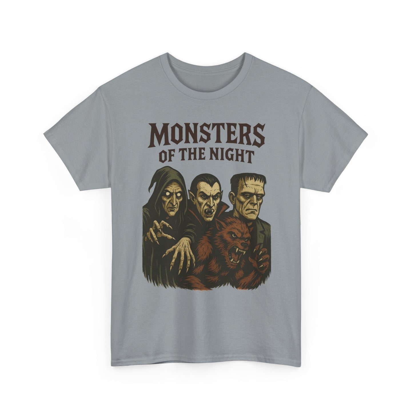 Monsters of the Night Men's T-Shirt, Classic Horror Movie Monsters Graphic Tee, Halloween Shirt