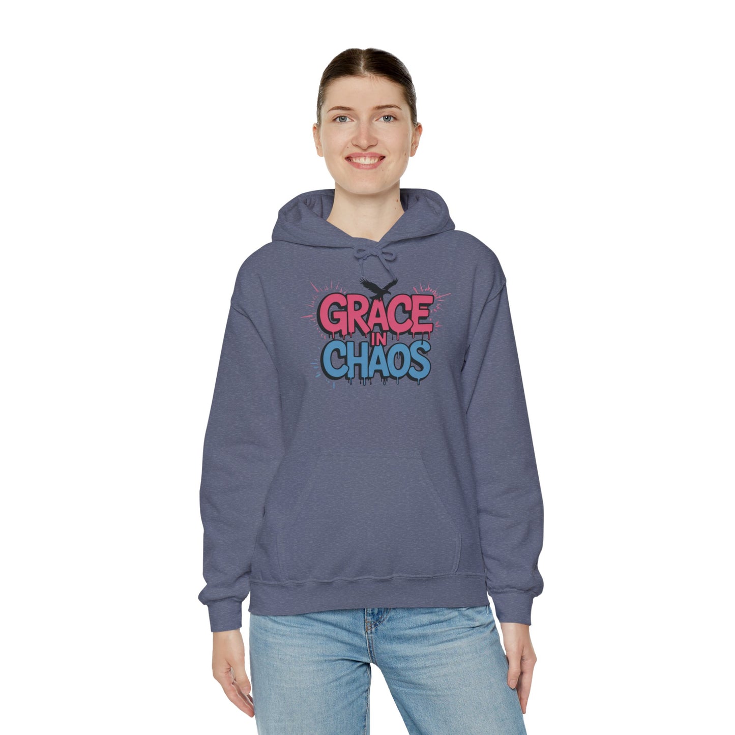 Women's Hoodie Grace in Chaos, Graffiti Dripping Street Art Urban Hoodie, Bold Graphic Pullover