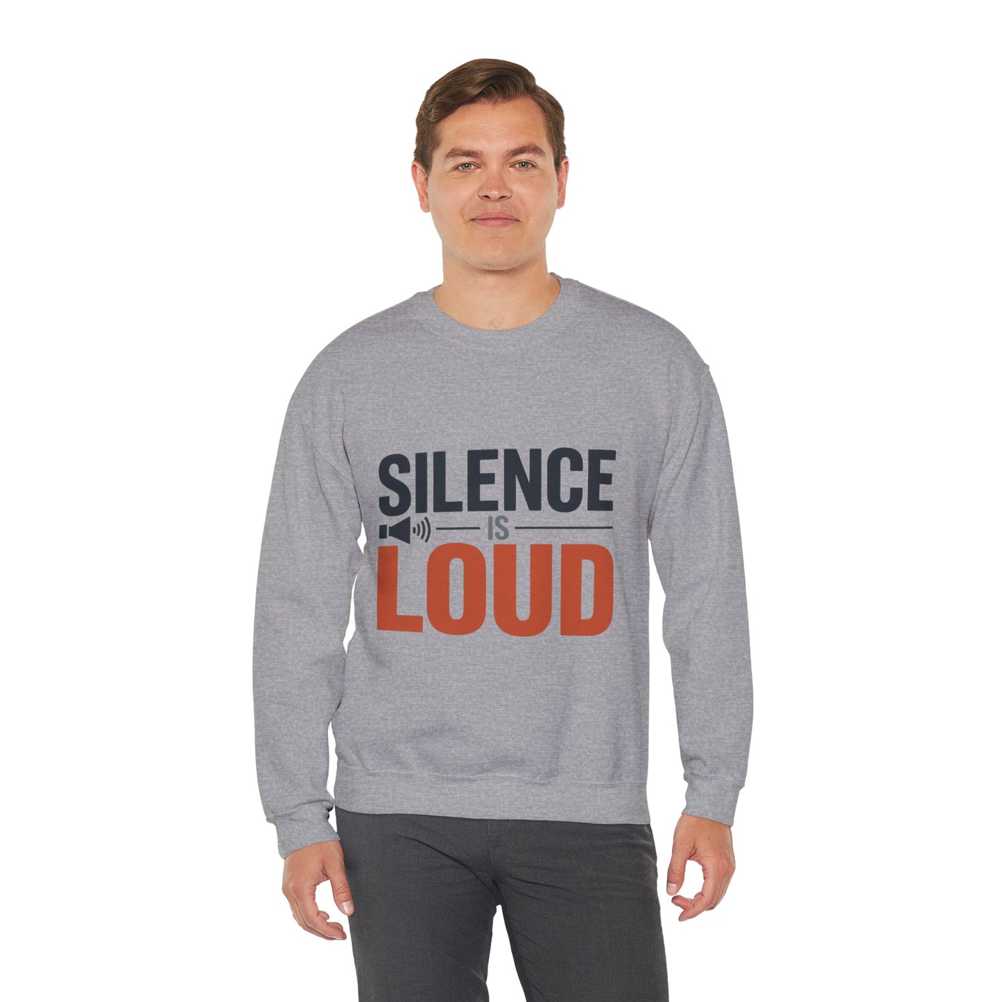 Mens Heavy Blend™ Crewneck Sweatshirt, Silence Is Loud Motivational Mens Sweatshirt