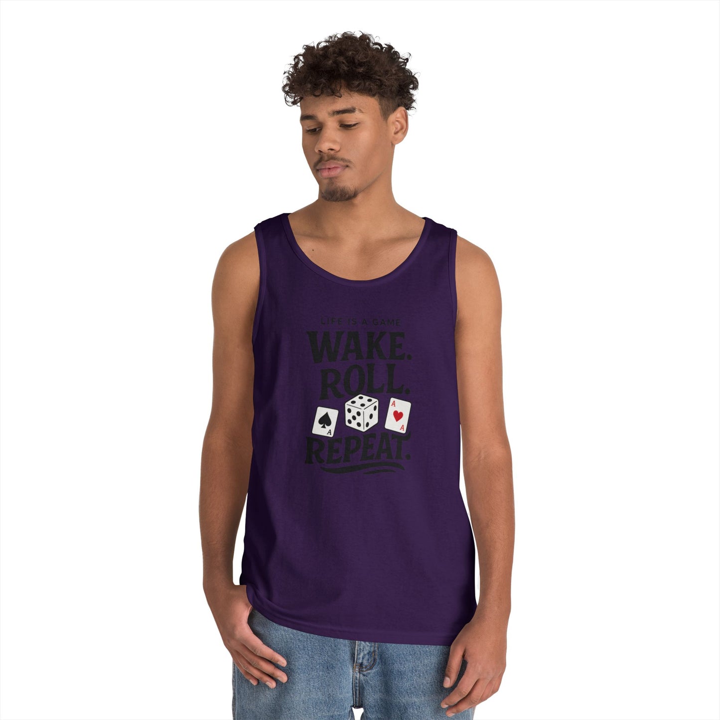 Game Themed Tank Top, Casual Tee, Gift for Gamers, Fun Workout Top, Funny Dice & Cards Shirt, Unisex Gambling Gift