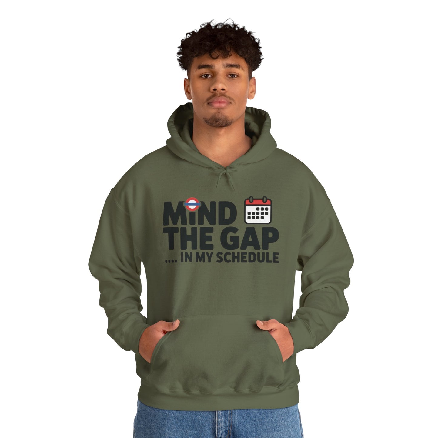 Men's Hoodie Funny Mind The Gap, London Tube Inspired Office Humor Hoodie, Comfy Graphic Sweatshirt