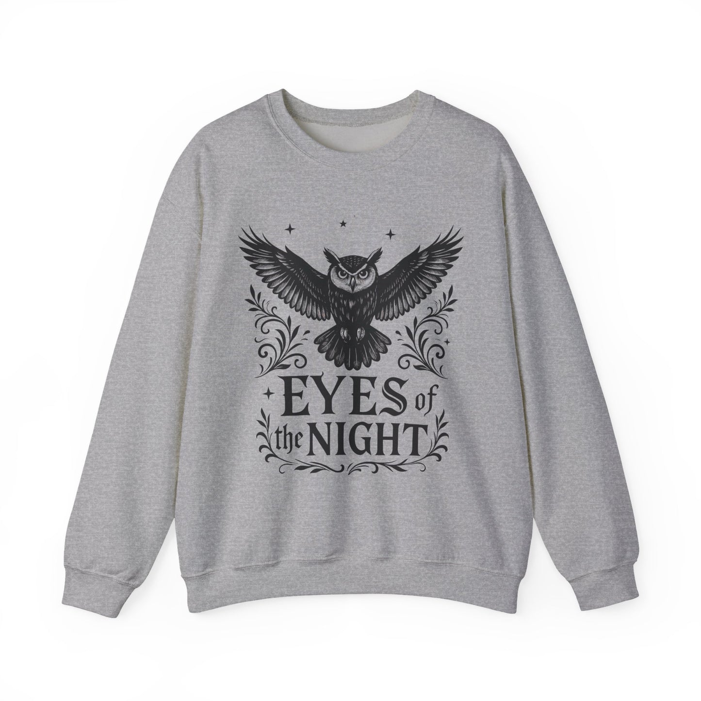 Eyes of the Night Owl Sweatshirt, Mens Dark Gothic Sweatshirt, Mysterious Owl Graphic Pullover, Forest Bird of Night Design, Halloween Gift