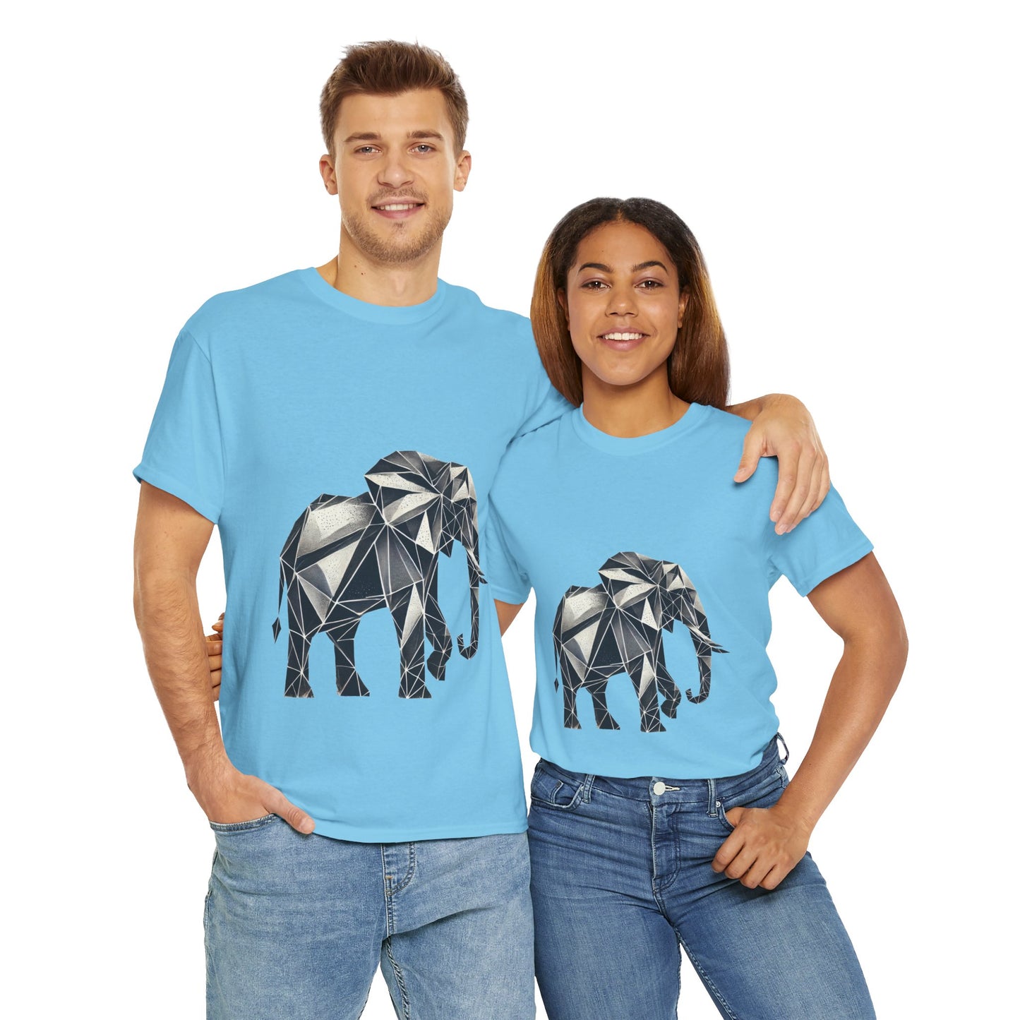 Geometric Elephant Tee - Minimalist Art Shirt, Nature Lover Gift, Animal Print T-Shirt, Unisex Cotton Tee, Eco-Friendly Wear
