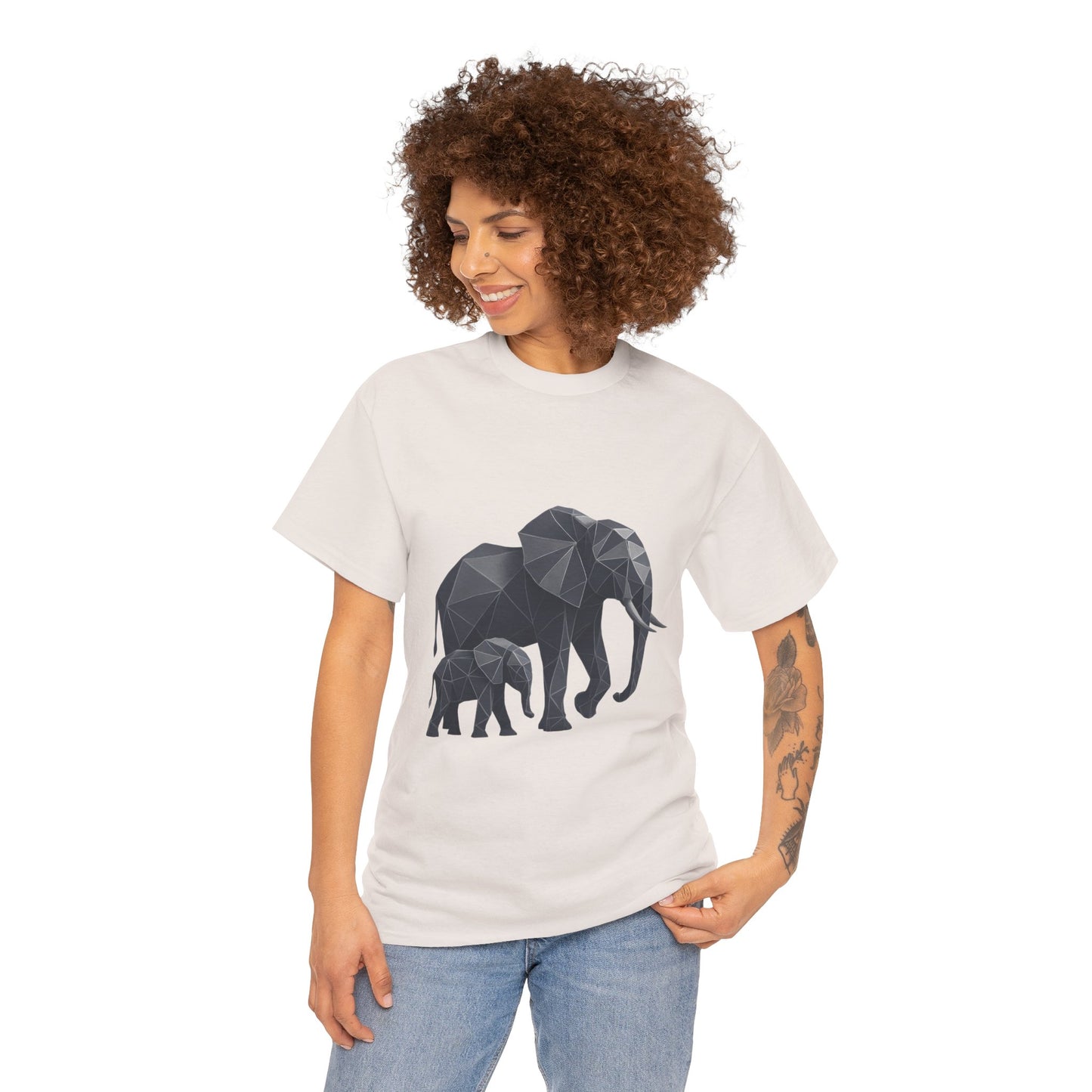 Geometric Elephant Tee - Minimalist Art Shirt, Nature Lover Gift, Animal Print T-Shirt, Unisex Cotton Tee, Eco-Friendly Wear