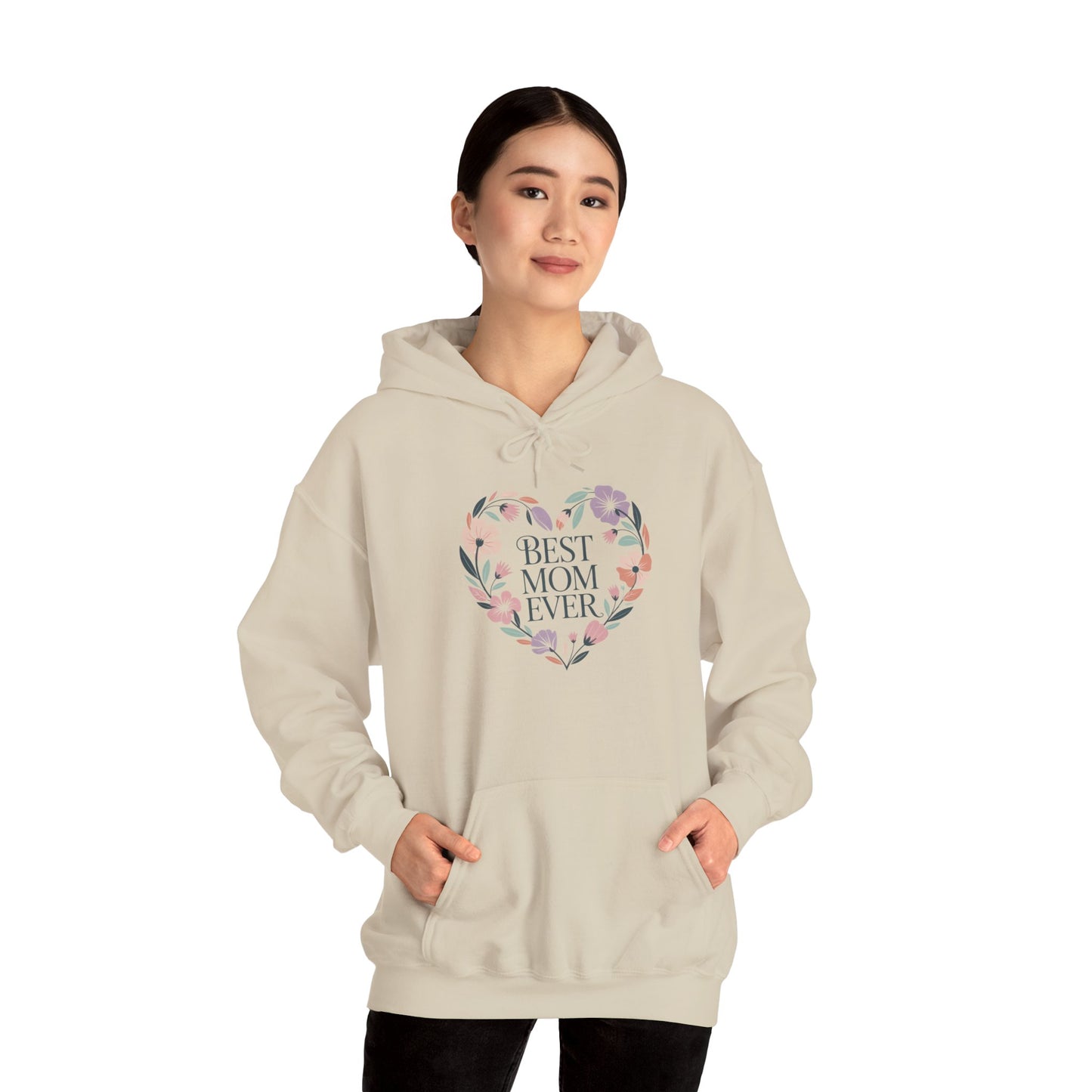 Floral Heart Mom Hoodie - Best Mom Ever Sweatshirt for Mother's Day, Gift for Mom, Cozy Sweatshirt for Women, Everyday Wear, New Mom Gift