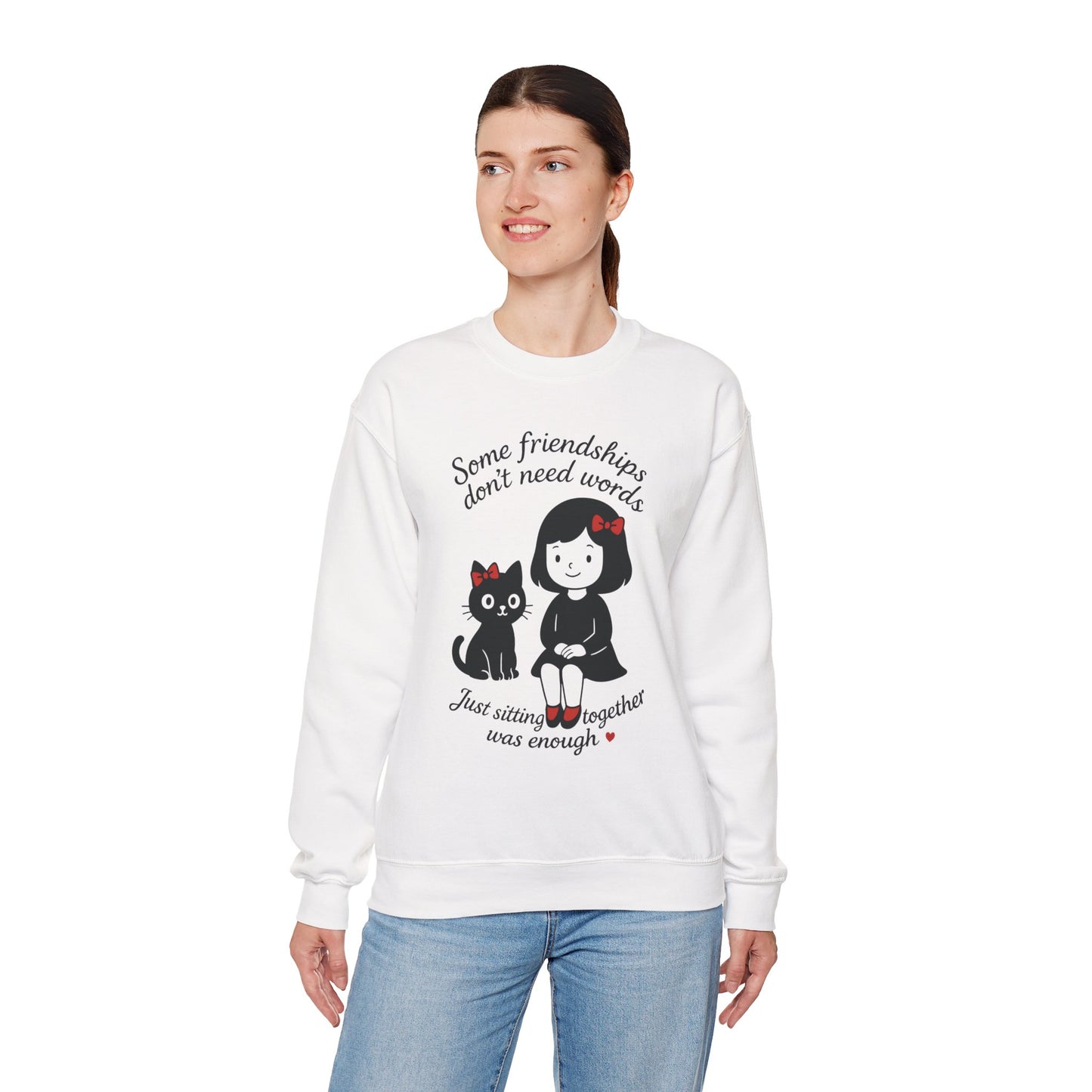 Friendship Womens Sweatshirt - Cozy Womens Crewneck with Cute Cat Design, Perfect Gift for Cat Lovers, Friendship Day, Casual Wear