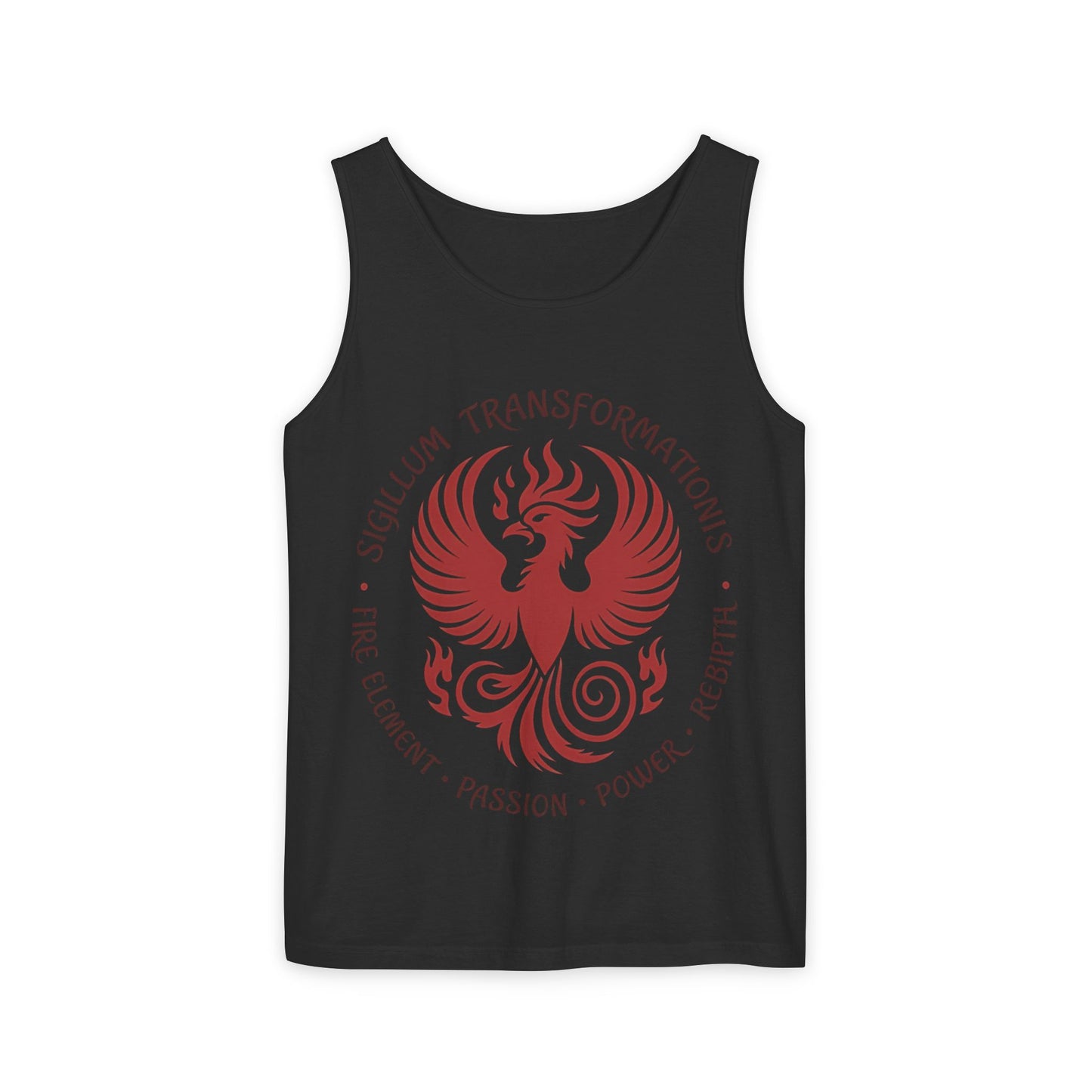 Phoenix Fire Element Tank Top, Sigillum Transformationis Seal, Passion Power Rebirth Totem, Phoenix Symbol Unisex Tank, Spiritual Tee