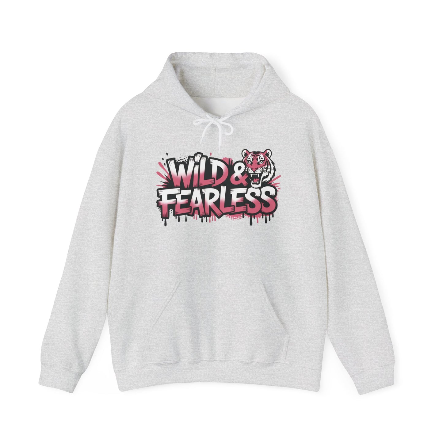 Women's Hoodie Wild & Fearless, Tiger Graffiti Graphic Pullover, Bold Urban Streetwear Hoodie