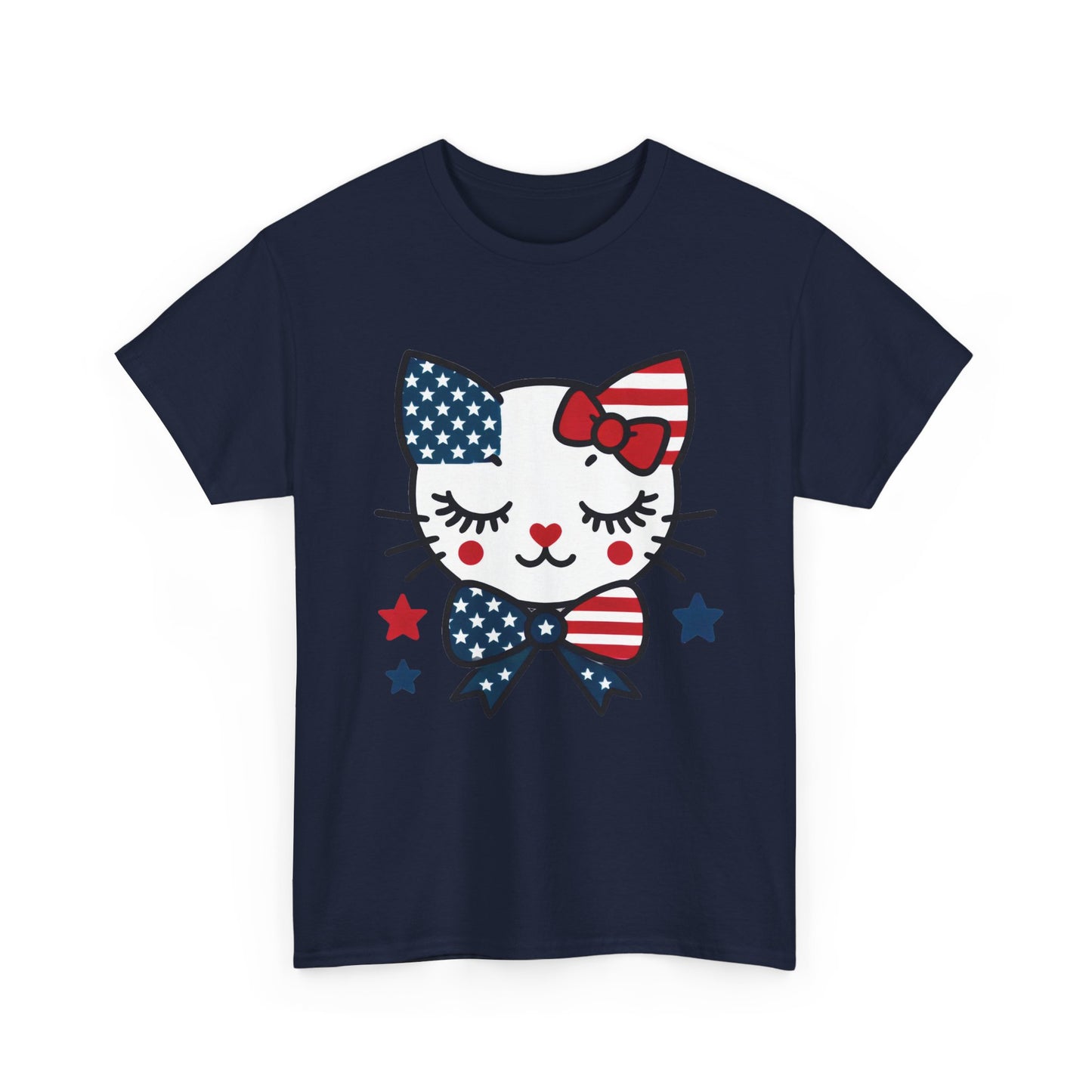 Patriotic Cat Women's Tee, Cute Cat Shirt, Women's T-Shirt, July 4th Outfit, Independence Day Gift, Animal Lover Apparel