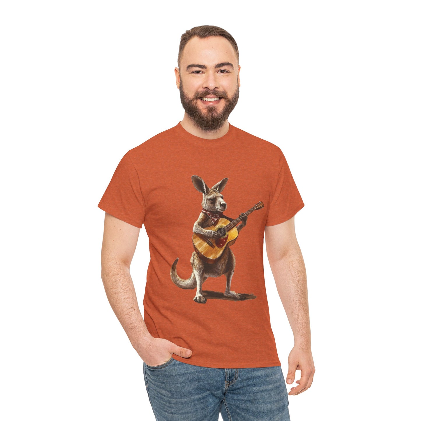 Kangaroo Musician Tee, Fun Graphic Shirt, Unisex Cotton Tee, Gift for Music Lovers, Aussie Music Lover Gift, Guitar Playing Kangaroo T-Shirt
