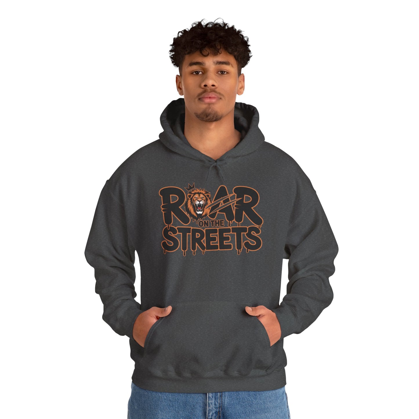 Men's Heavy Blend™ Hooded Sweatshirt, Roar on the Streets Lion Hoodie Mens Bold Streetwear