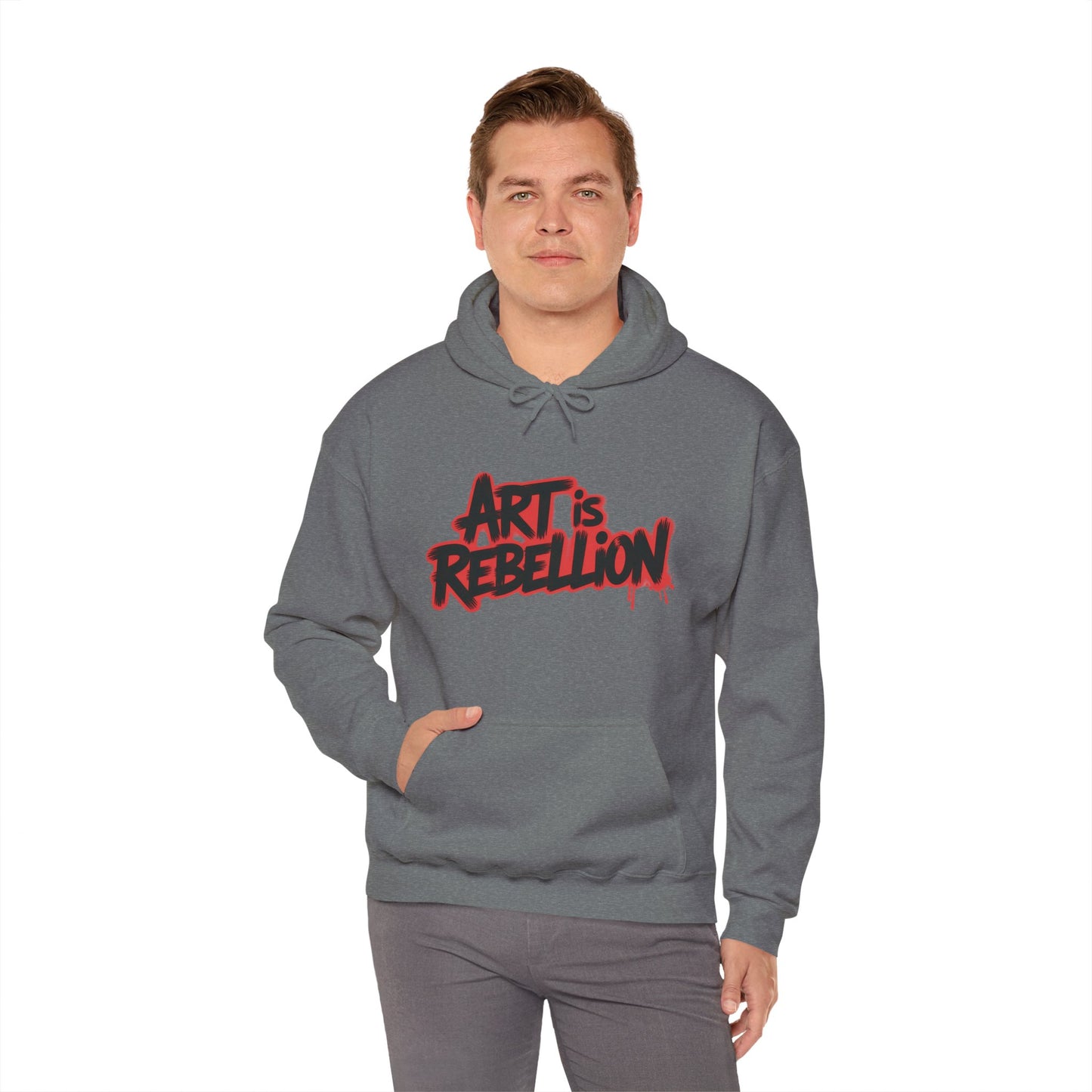 Men's Heavy Blend™ Hooded Sweatshirt, Art Is Rebellion Men's Hoodie, Graffiti Street Art Pullover, Urban Rebellion Hoodie for Skaters