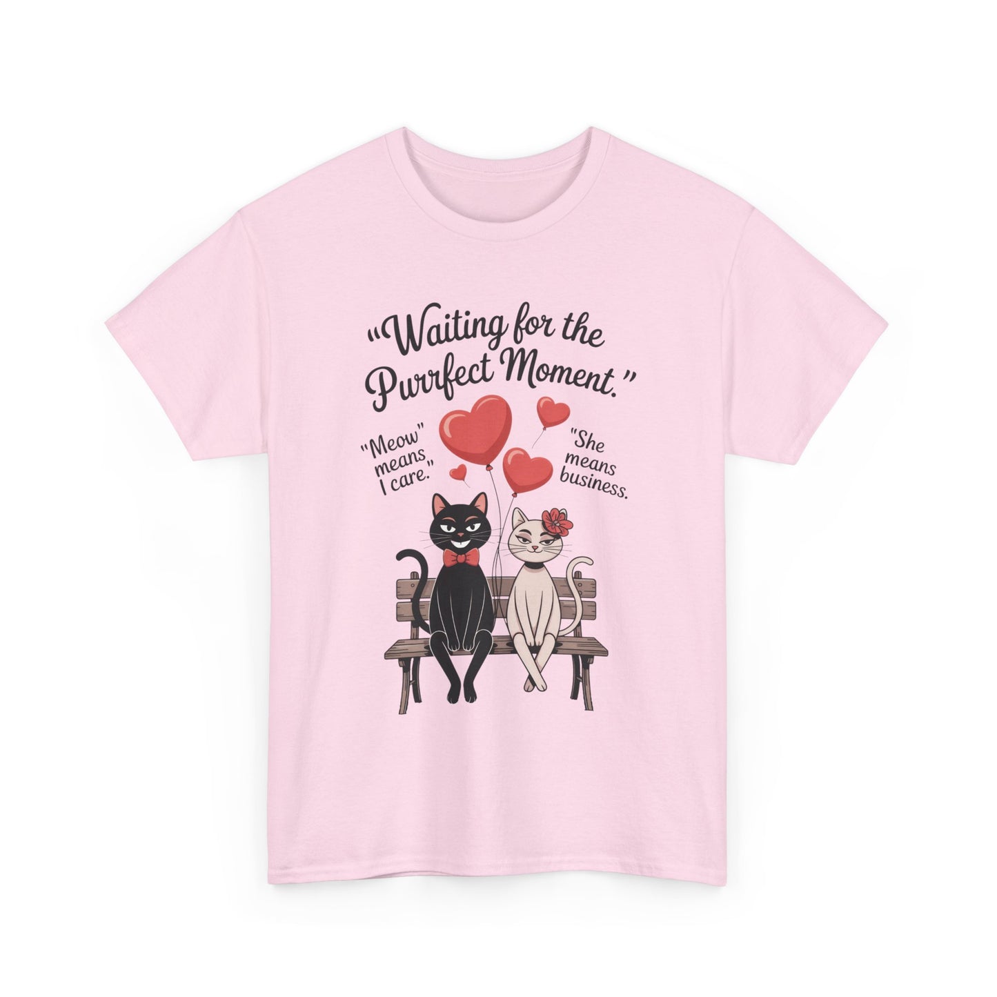 Cute Cat Lovers Tee, Womens Heavy Cotton Tee for Pet Owners, Funny Cat Shirt, Gift for Cat Lovers, Casual T-Shirt, Animal Art Tee
