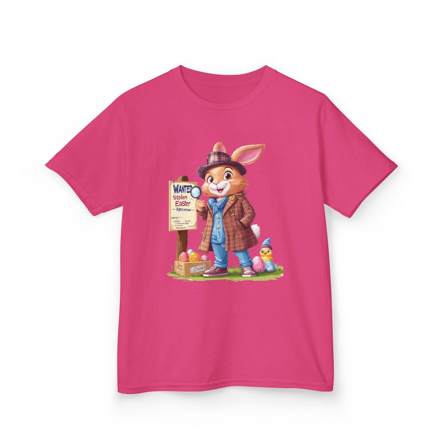 Detective Bunny Easter Kids Tee - Fun Egg Hunt T-Shirt with Mystery Theme, Cute Spring Gift for Kids, Heavy Cotton Easter Outfit