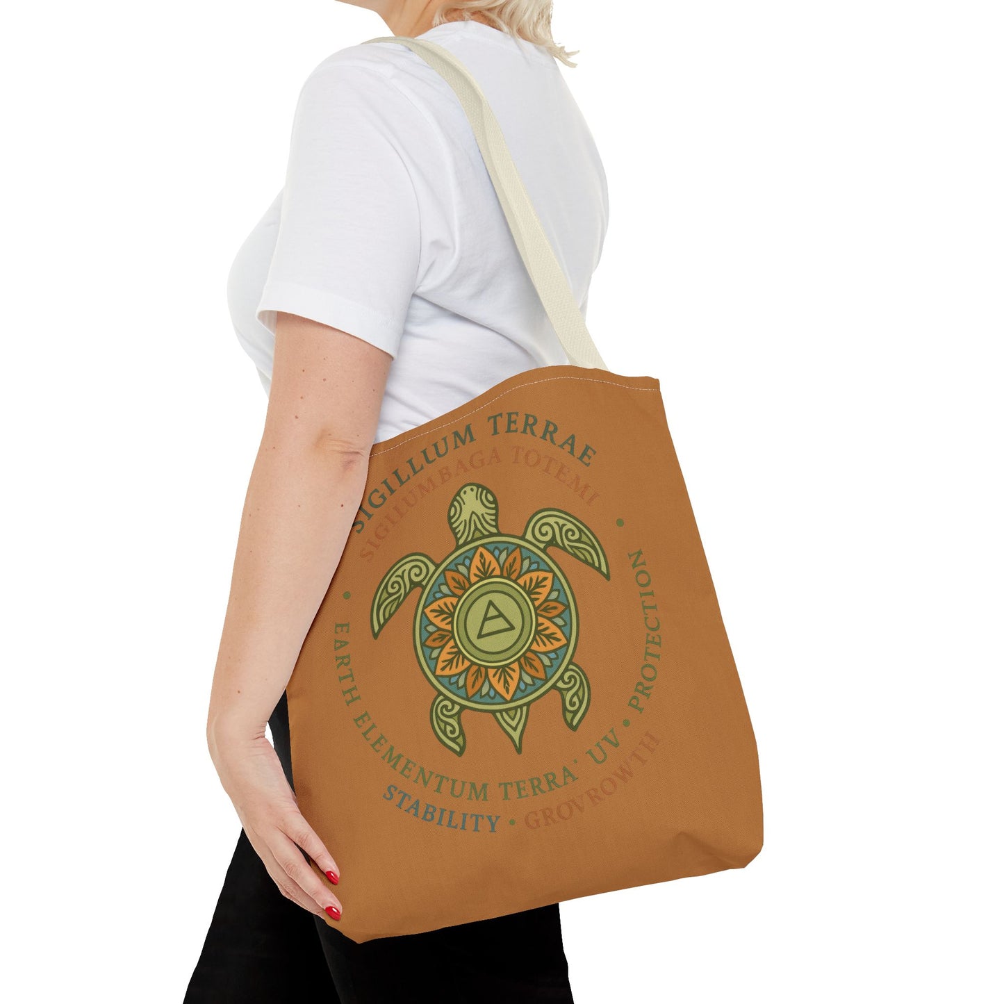Spiritual Symbol Tote Bag, Eco-Friendly Shopping Bag, Meditation Pouch, Gift for Yogis, Bohemian Style, Sigillum Terrae Design