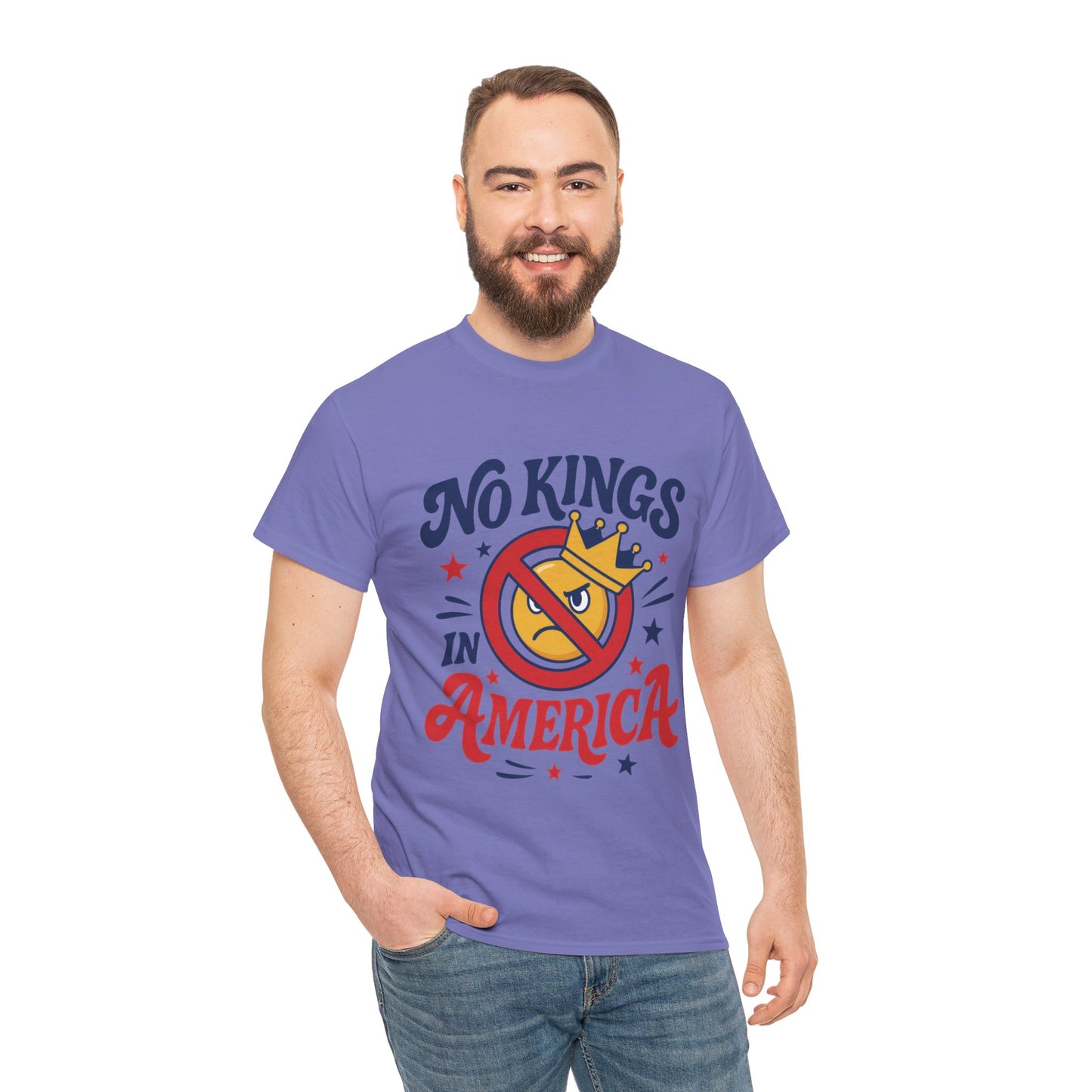 No Kings in America Unisex T-Shirt - Funny Patriotic Anti Monarchy Tee - 4th of July USA Shirt, Political Rallies, Statement Wear