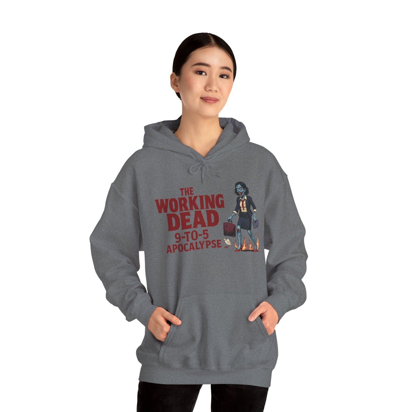 The Working Dead 9-to-5 Apocalypse Hoodie, Women's Horror Office Zombie Sweatshirt, Halloween Zombie Top, Halloween Work Top