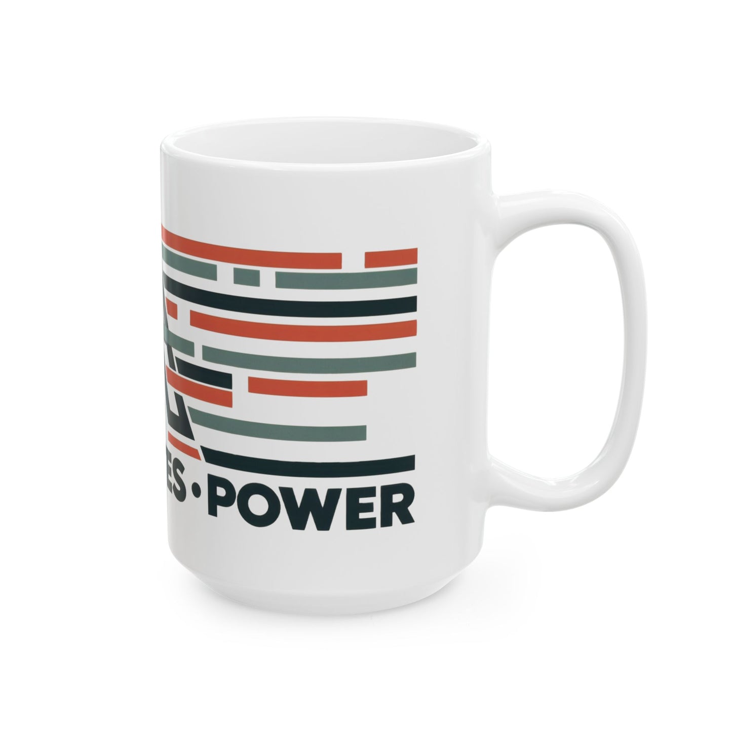 Order Creates Power Coffee Mug, Minimal Geometric Triangle Wraparound Cup, Scandinavian Modern Gift for Men, Ceramic Mug, (11oz, 15oz)