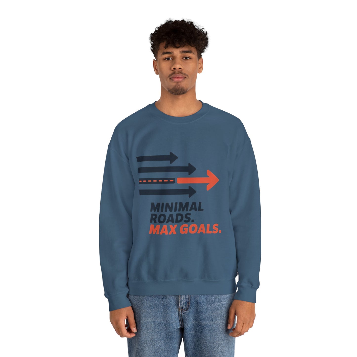 Mens Heavy Blend™ Crewneck Sweatshirt, Minimal Roads Max Goals Motivational Mens Sweatshirt