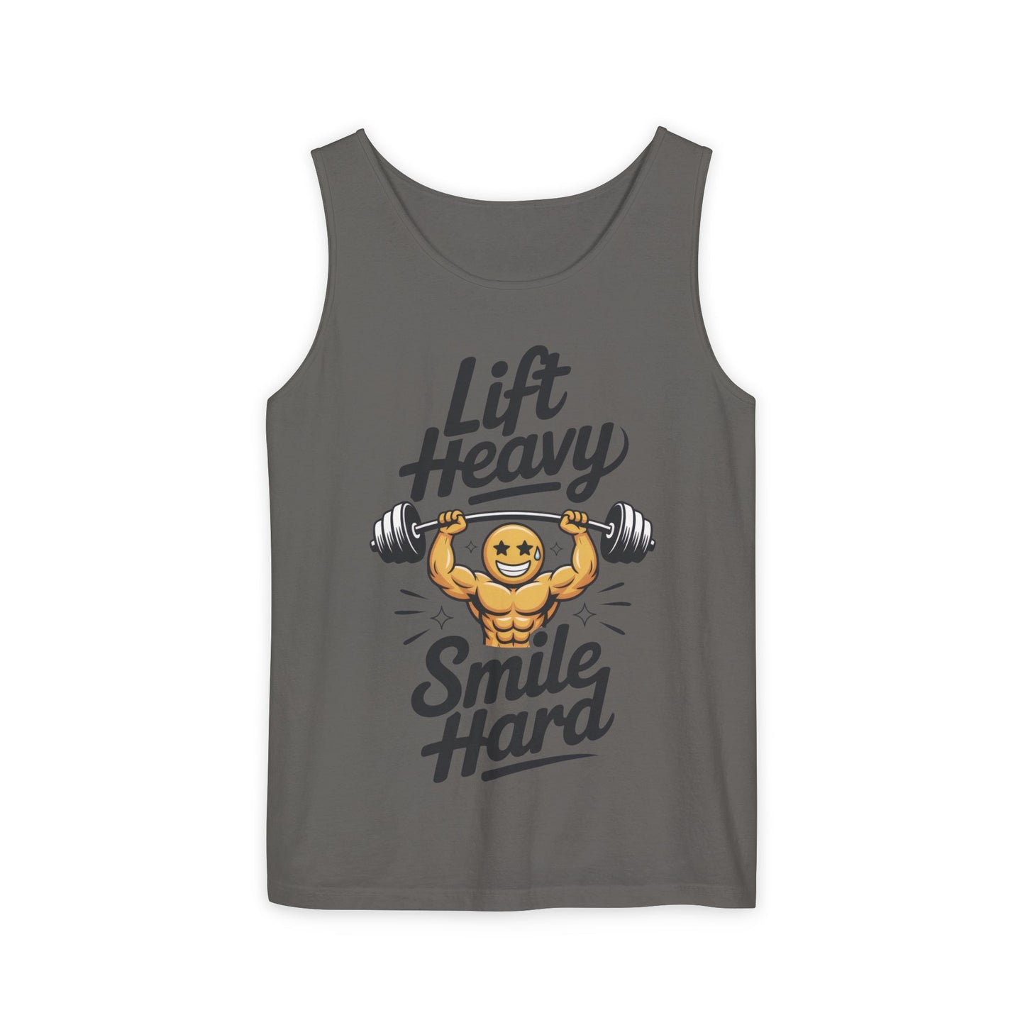 Mens Lift Heavy Smile Hard Tank Top, Funny Gym Workout Fitness Shirt, Mens Funny Gym Tank