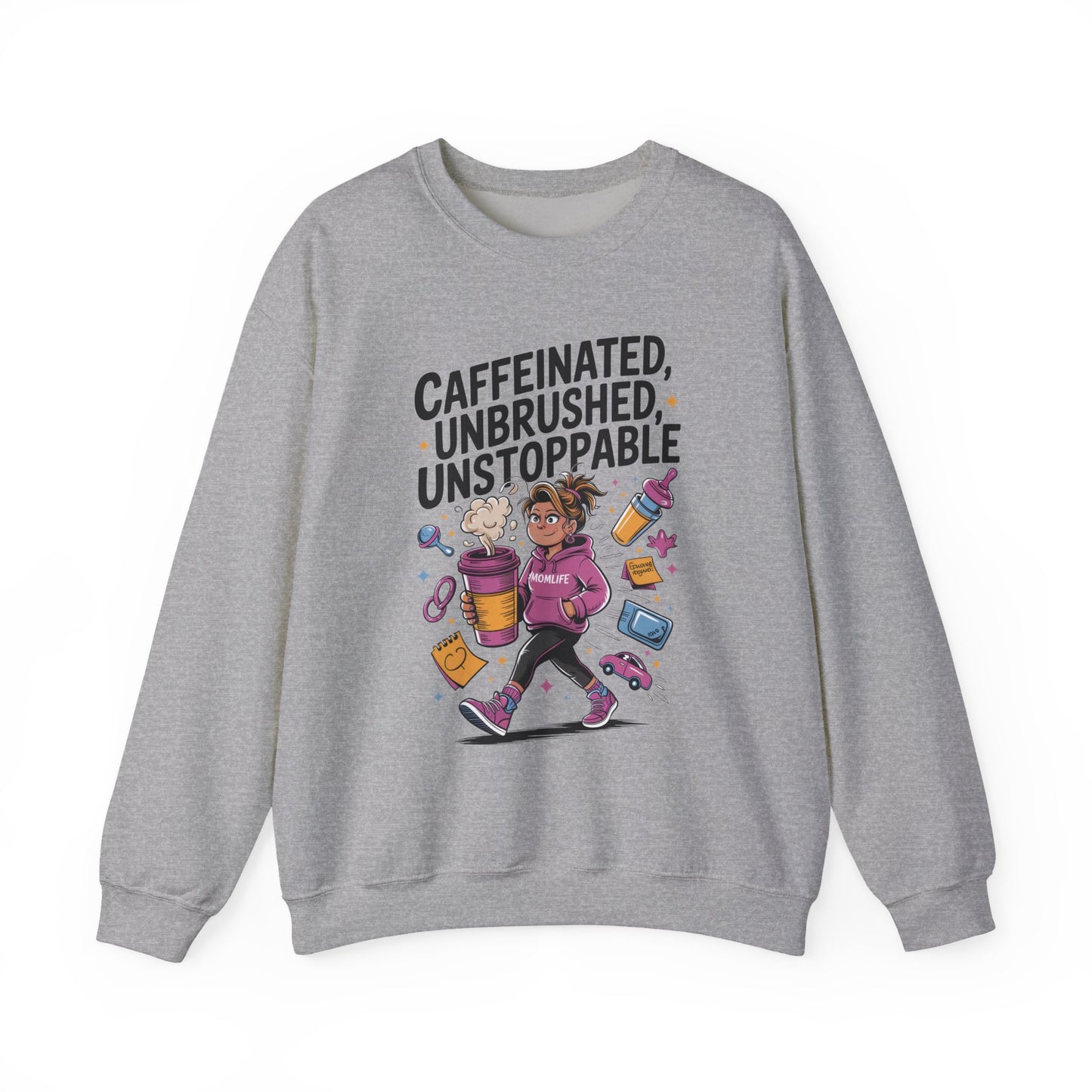 Caffeinated Mom Sweatshirt, Funny Mom Life Quote, Mother's Day Gift,New Mother Tired Mother Gift, Coffee Lover Gift, Coffee Addict Mom