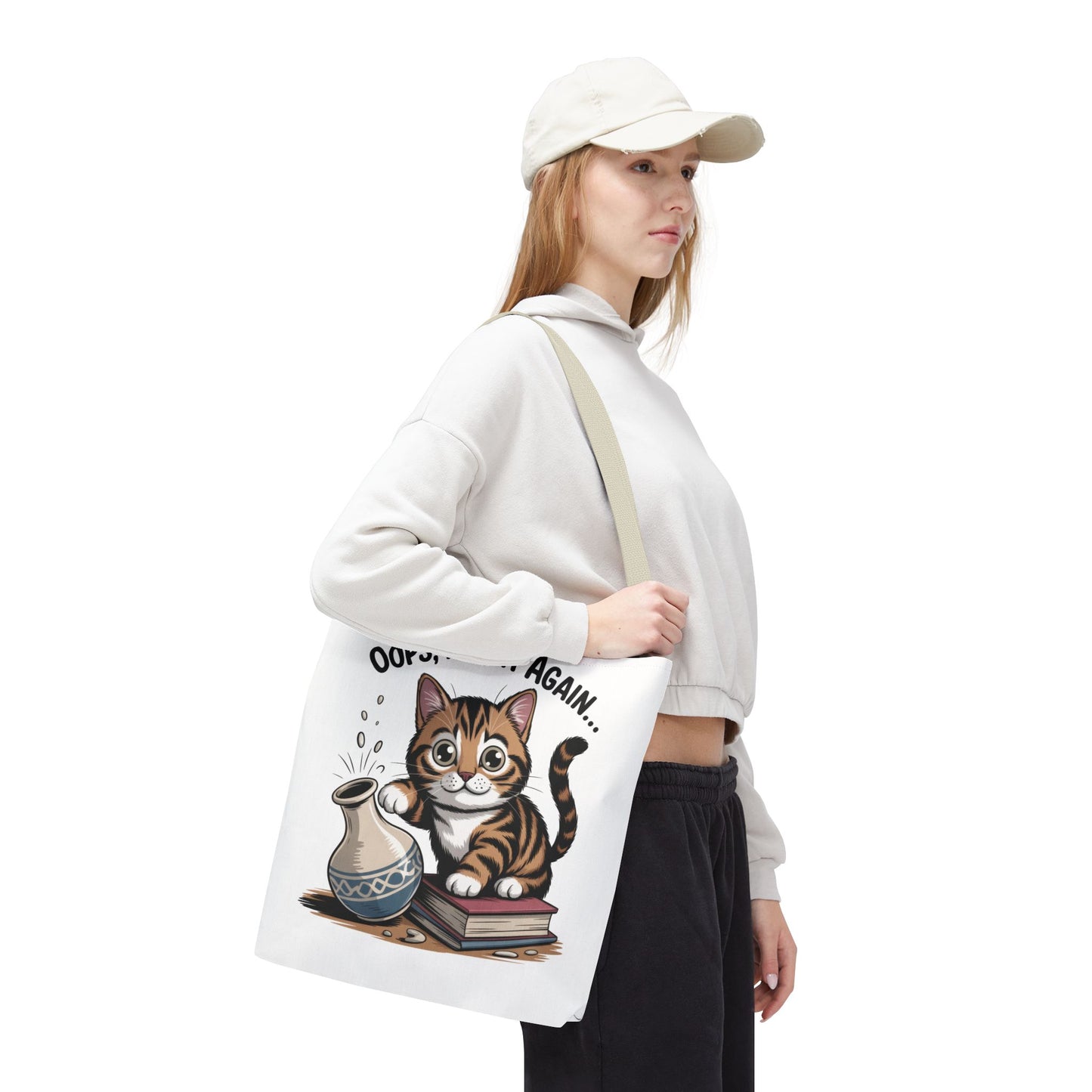 Cat-Themed Tote Bag, "Oops, I Did It Again", Perfect Gift for Cat Lovers, Pet Owners, Birthday, or Everyday Use, Large Tote Bag, beach bag